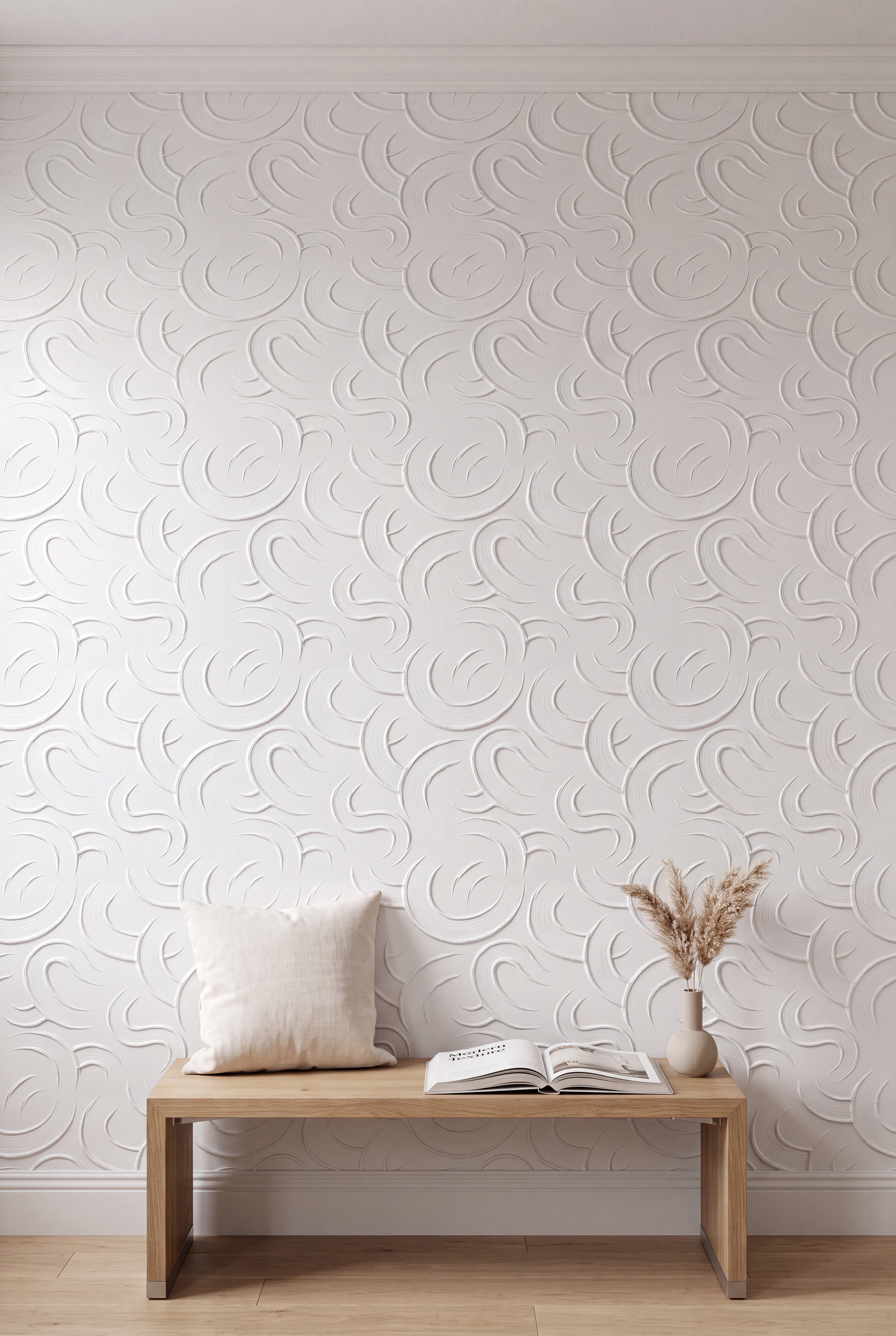 Whiteout wallpaper on an accent wall