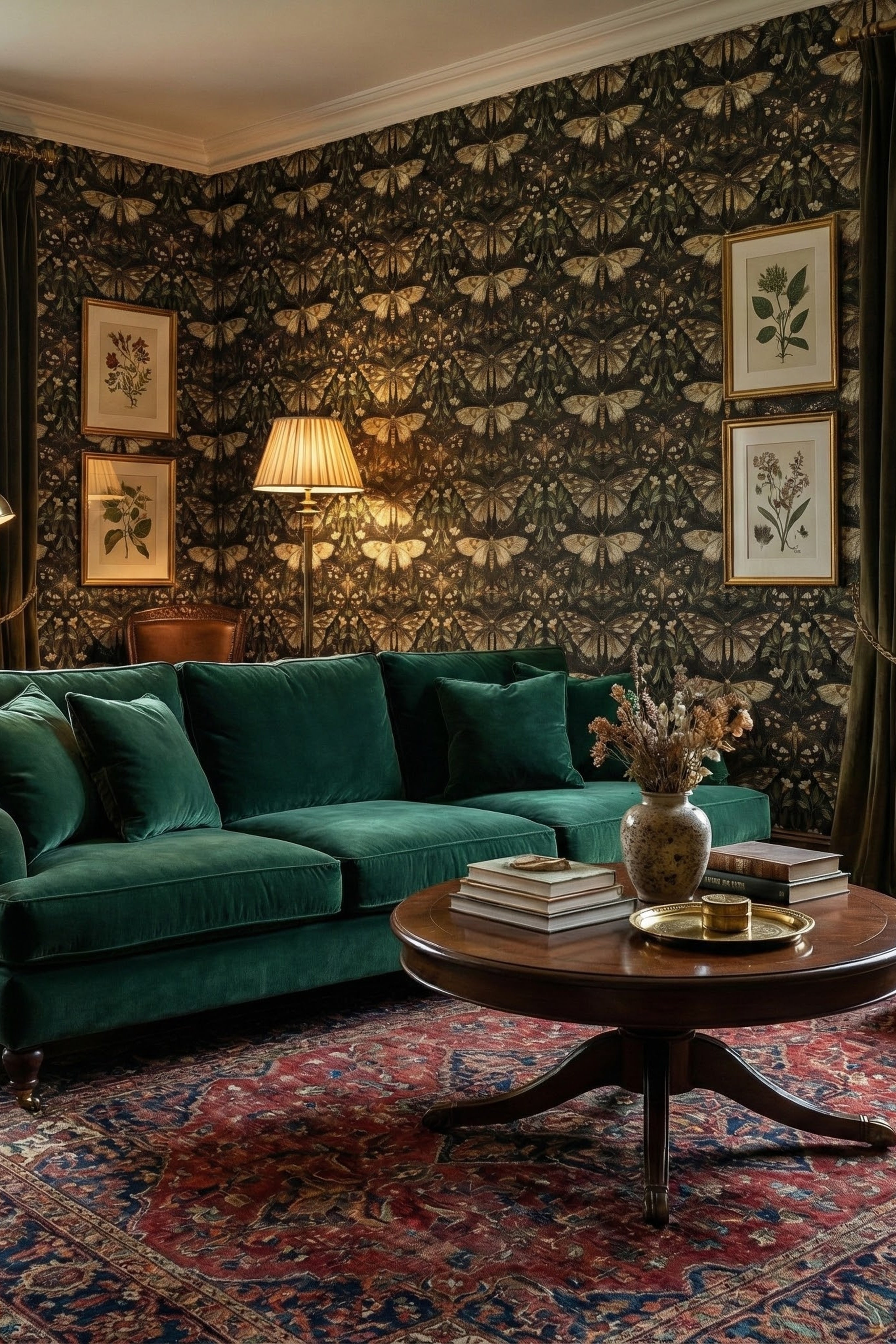 Mothlight wallpaper shown in a living room