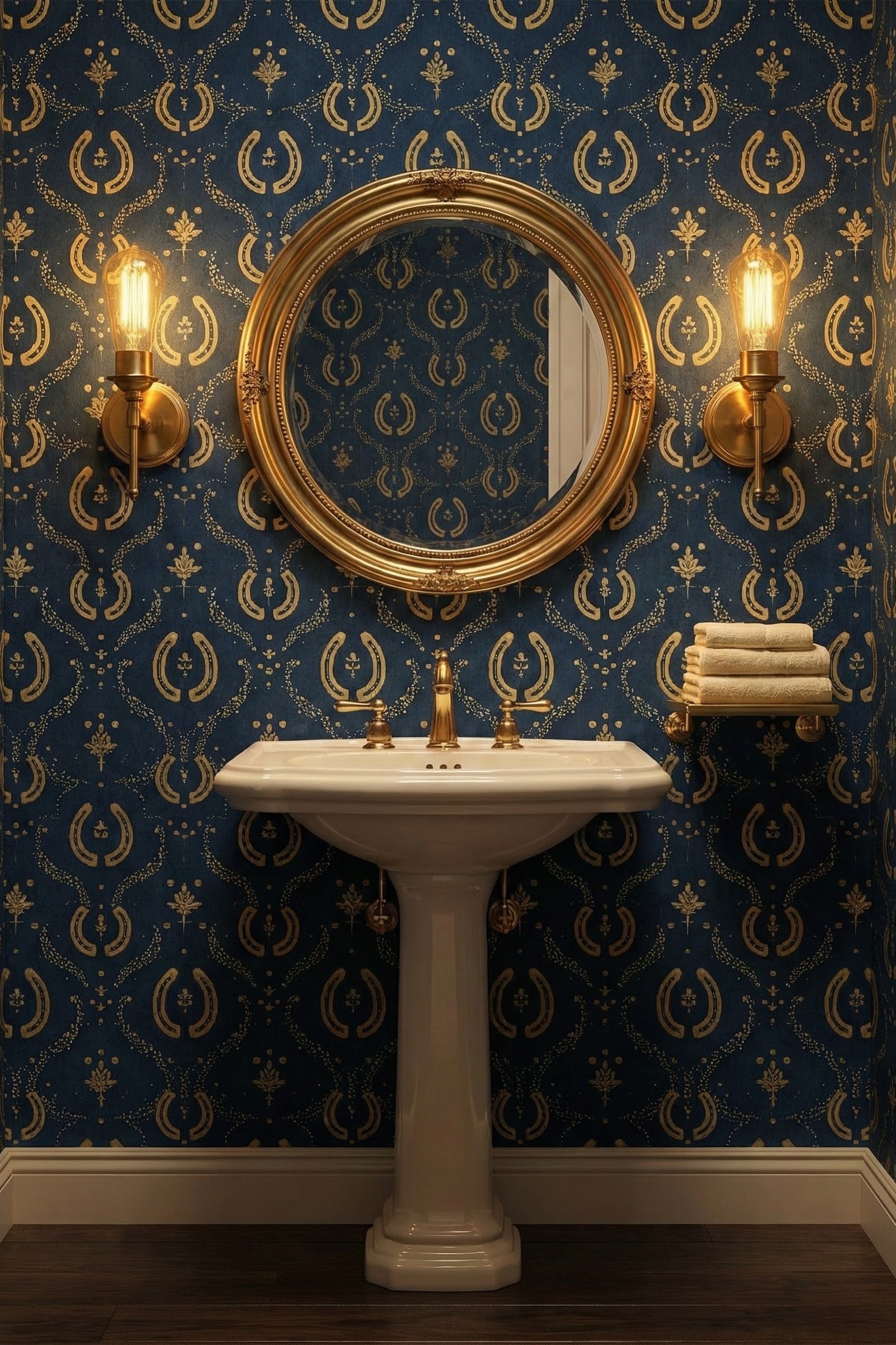 Lucky Charm wallpaper shown in a powder room