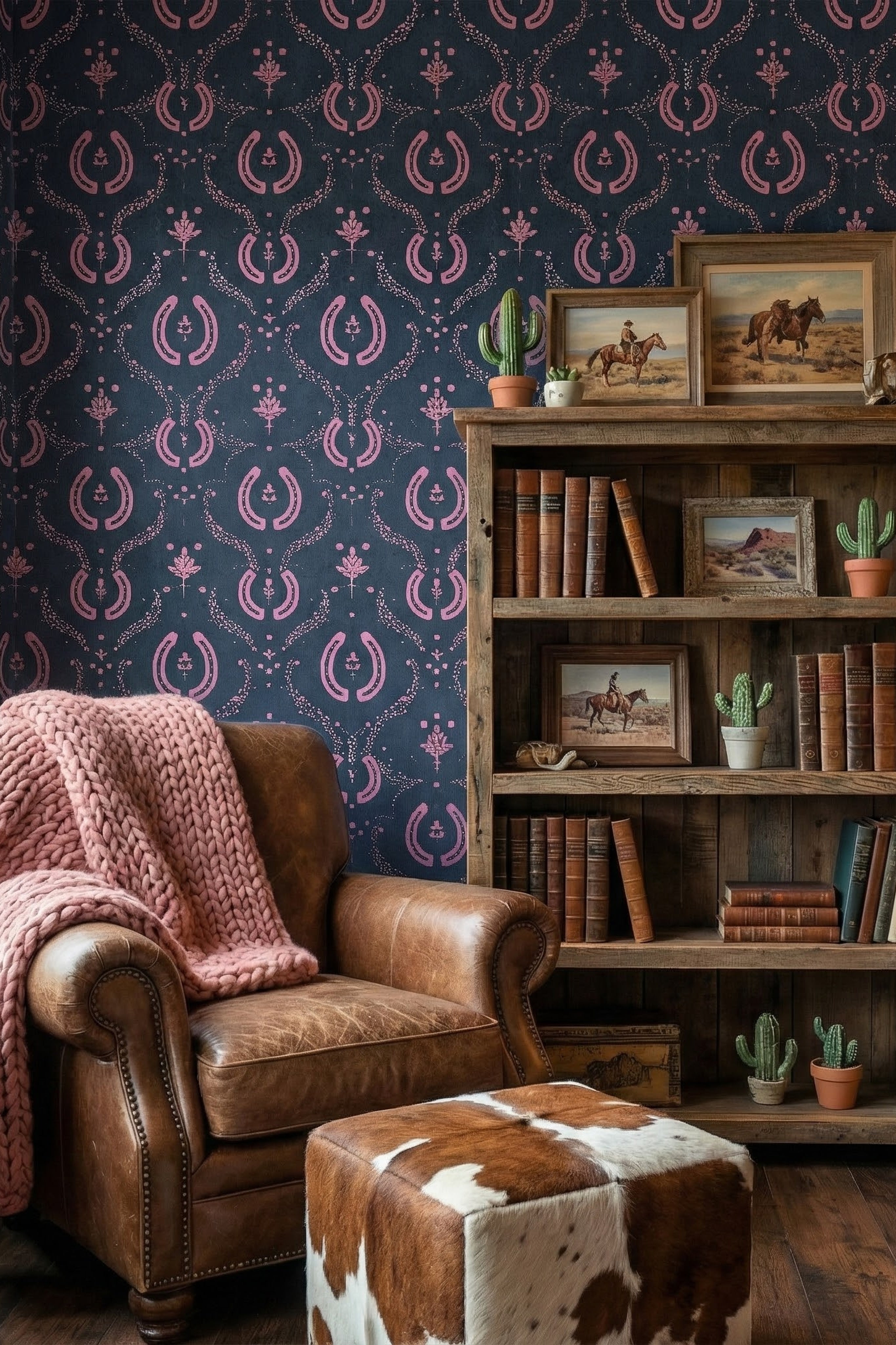 Rodeo Princess wallpaper shown in a reading corner