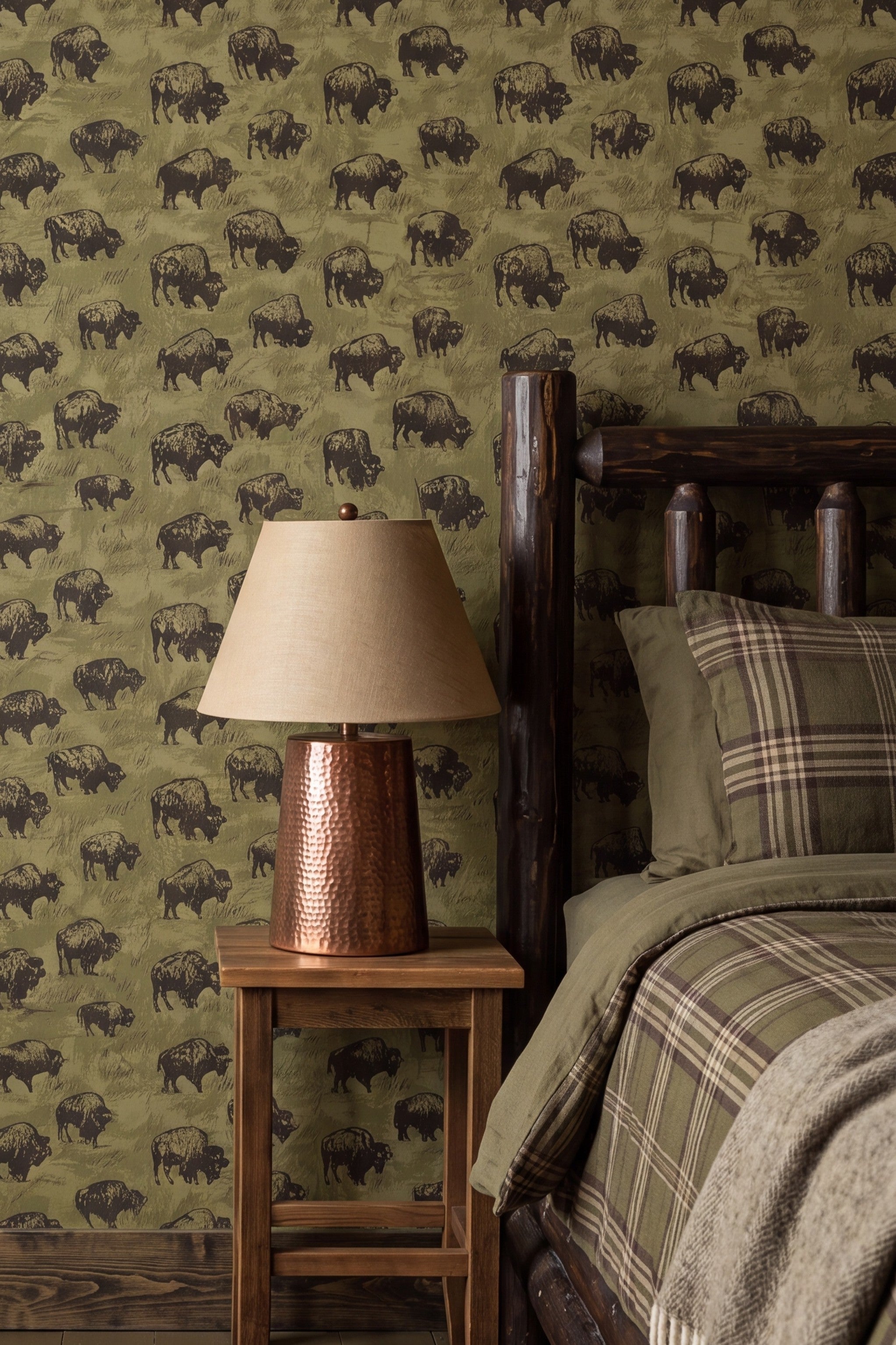 Prairie Cool wallpaper shown in a bedroom
