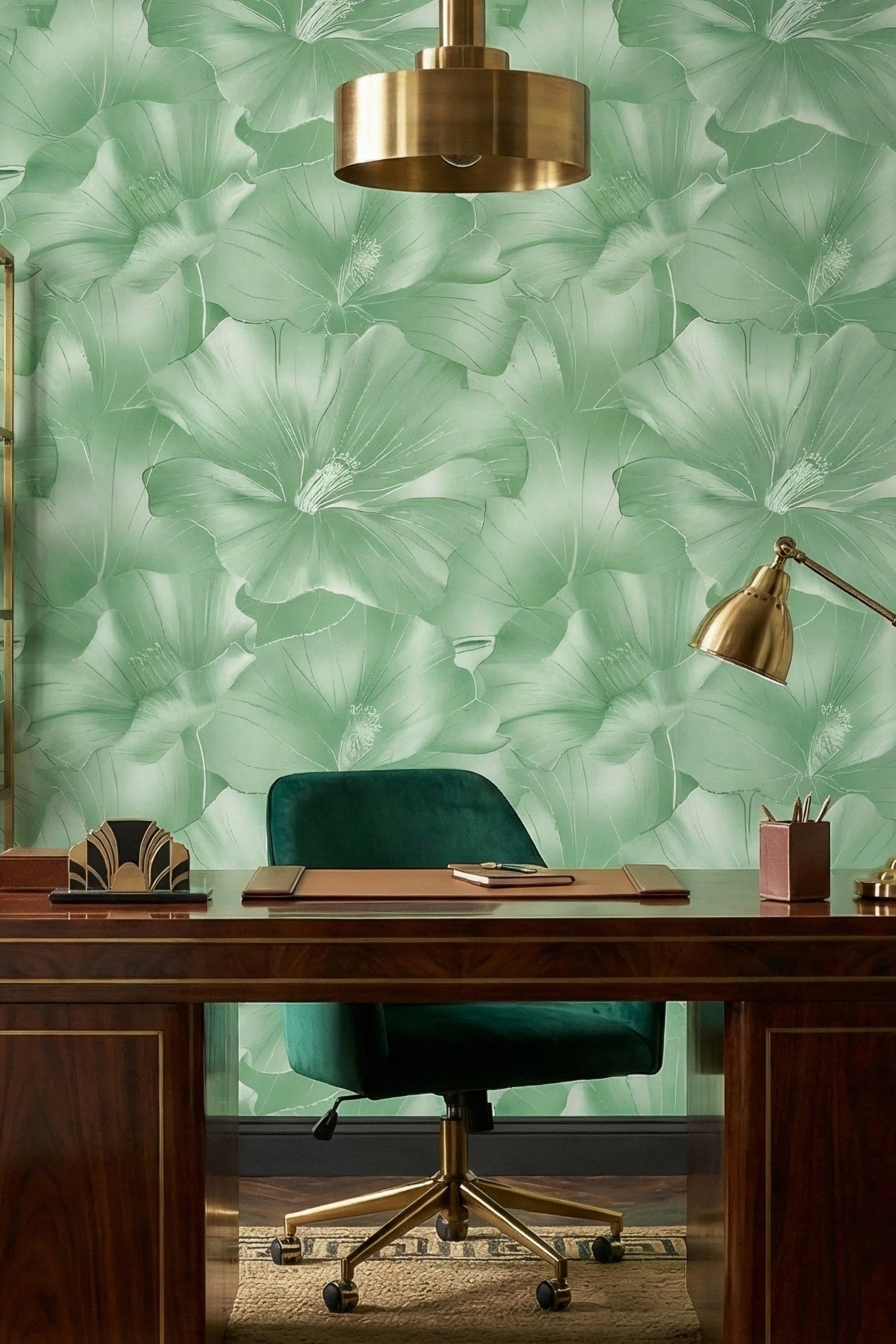 Emerald Marquee wallpaper shown in a home office