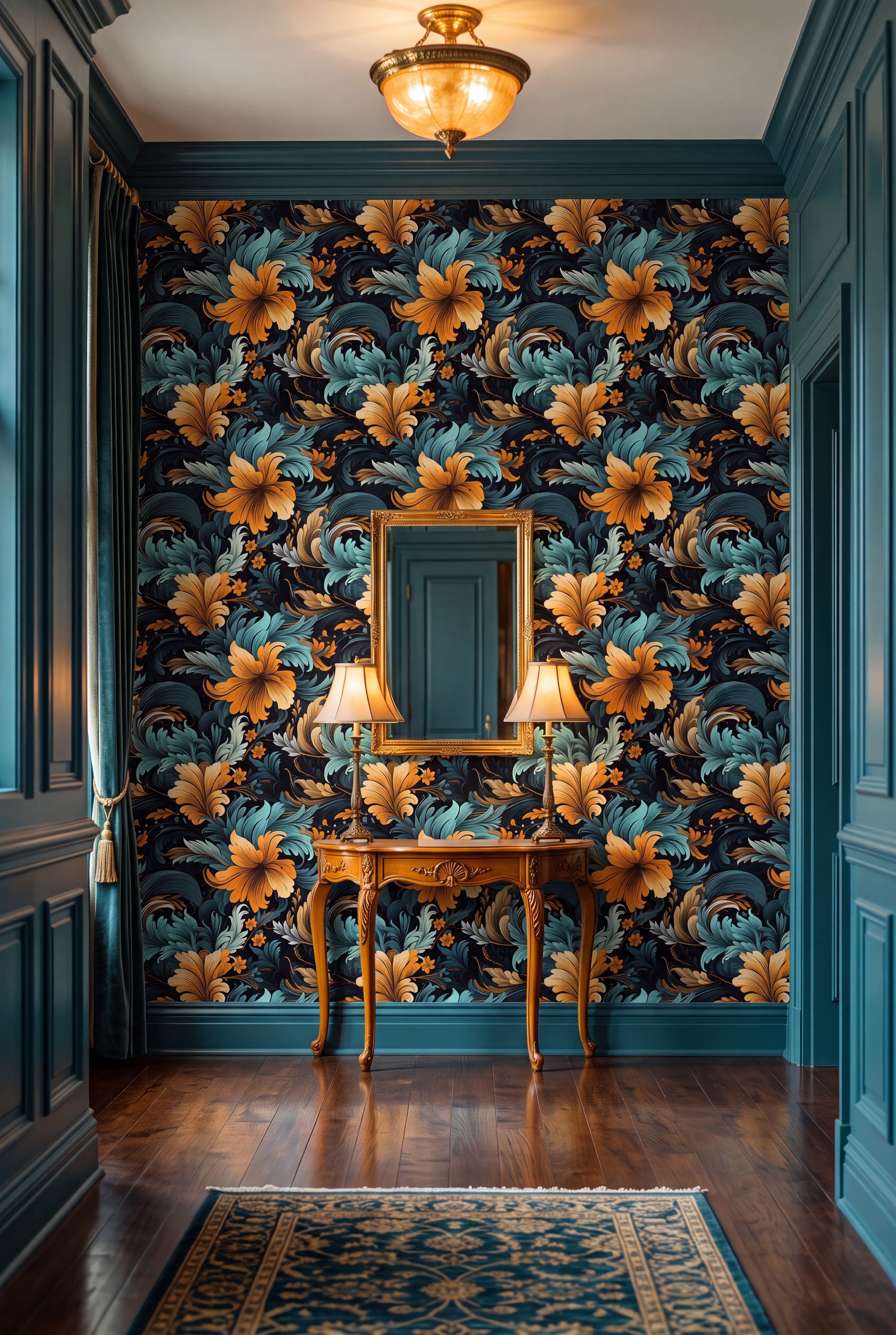 Palazzo wallpaper shown in an entryway