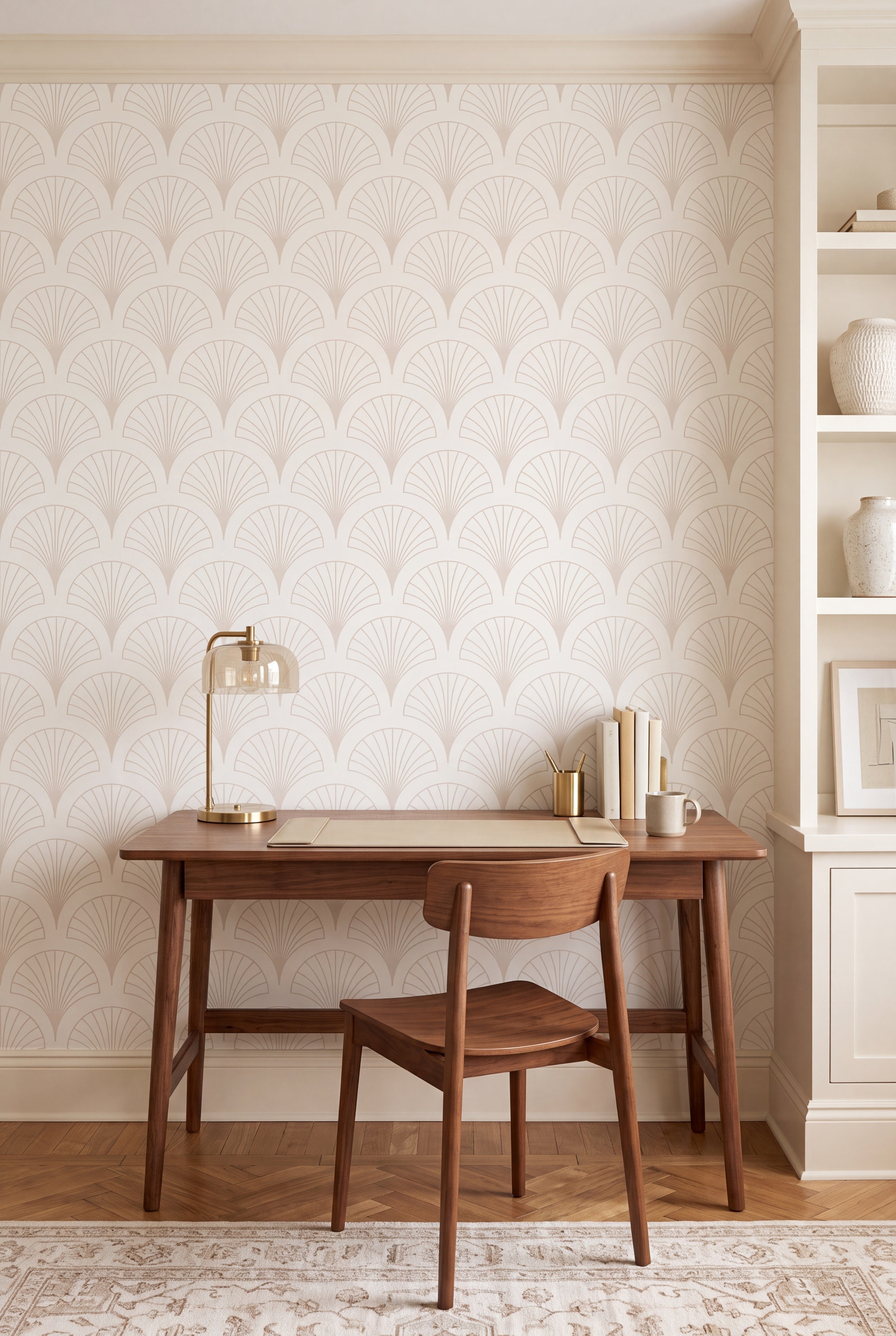 Fan Club wallpaper shown in a home office