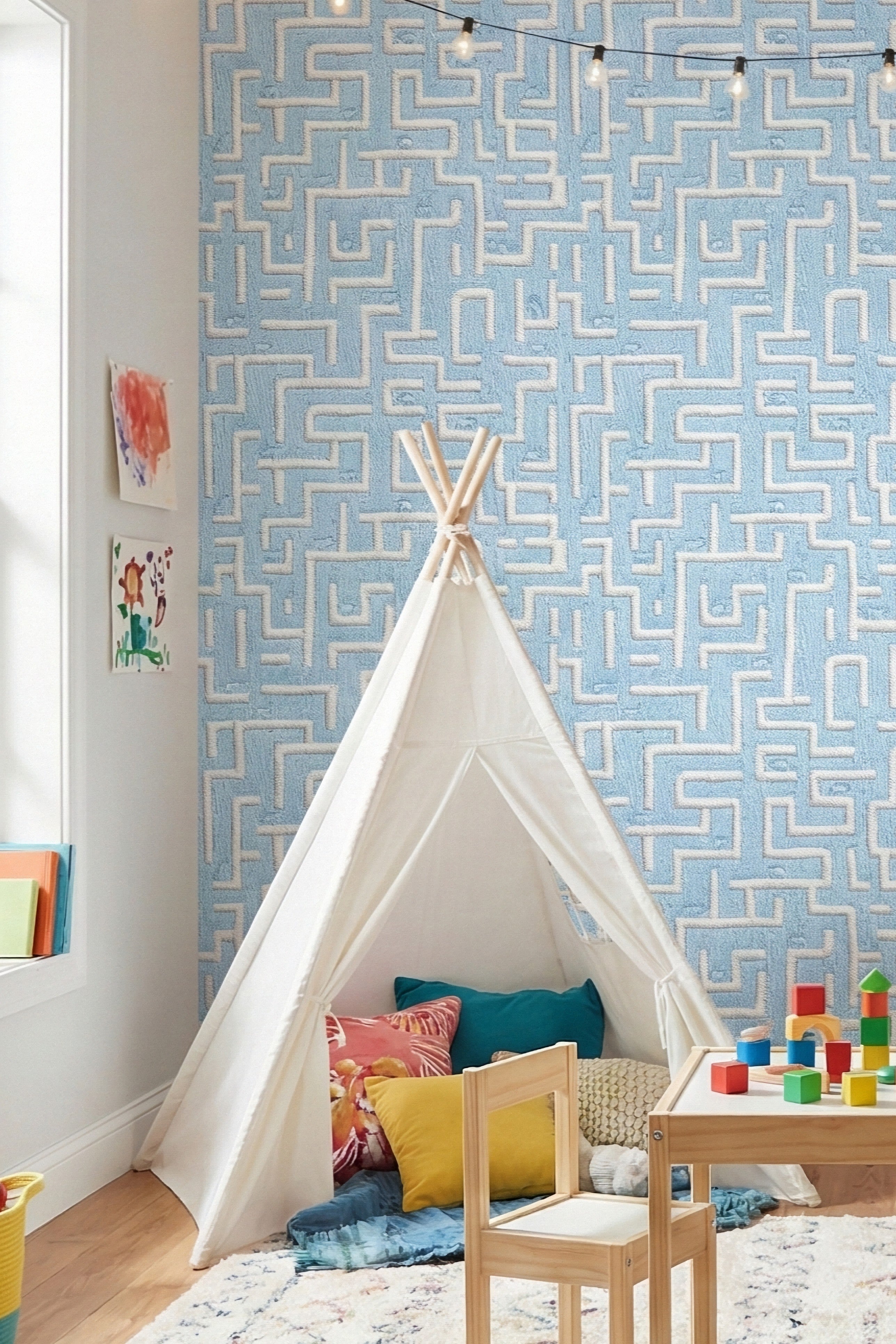 Hamster Highway wallpaper shown in a playroom
