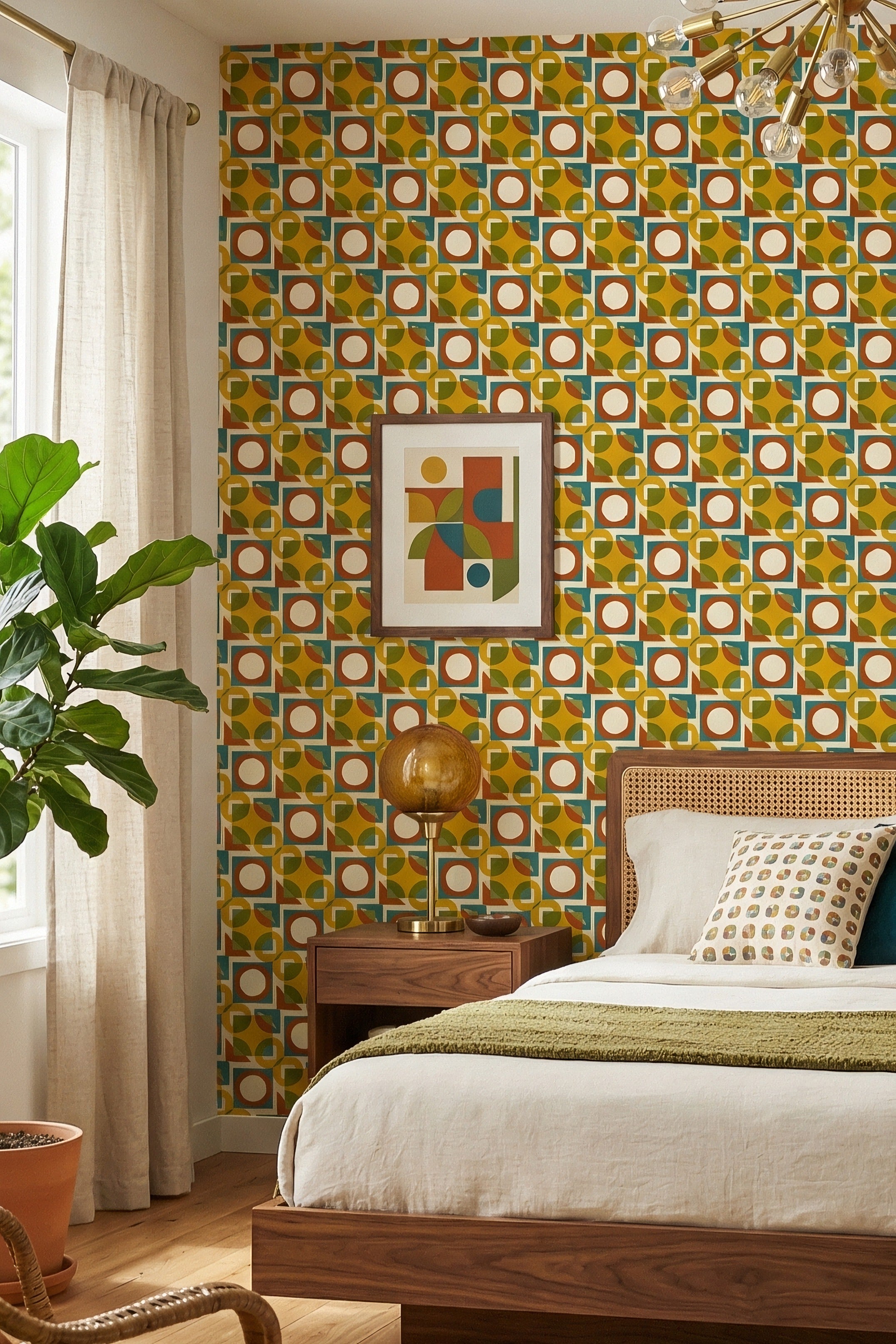 Sunny Mod wallpaper shown in a bedroom