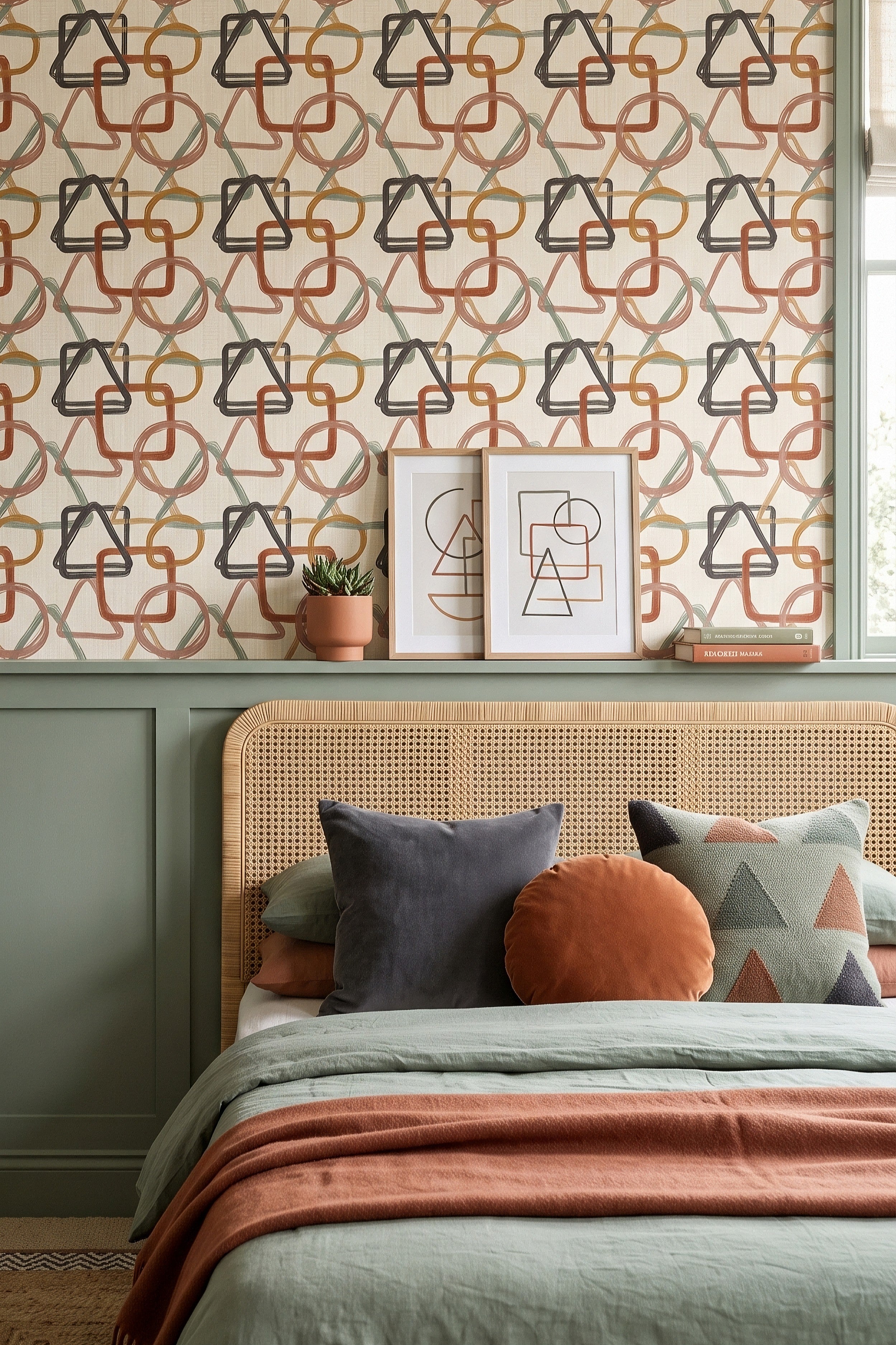 Terra Funk wallpaper shown in a bedroom
