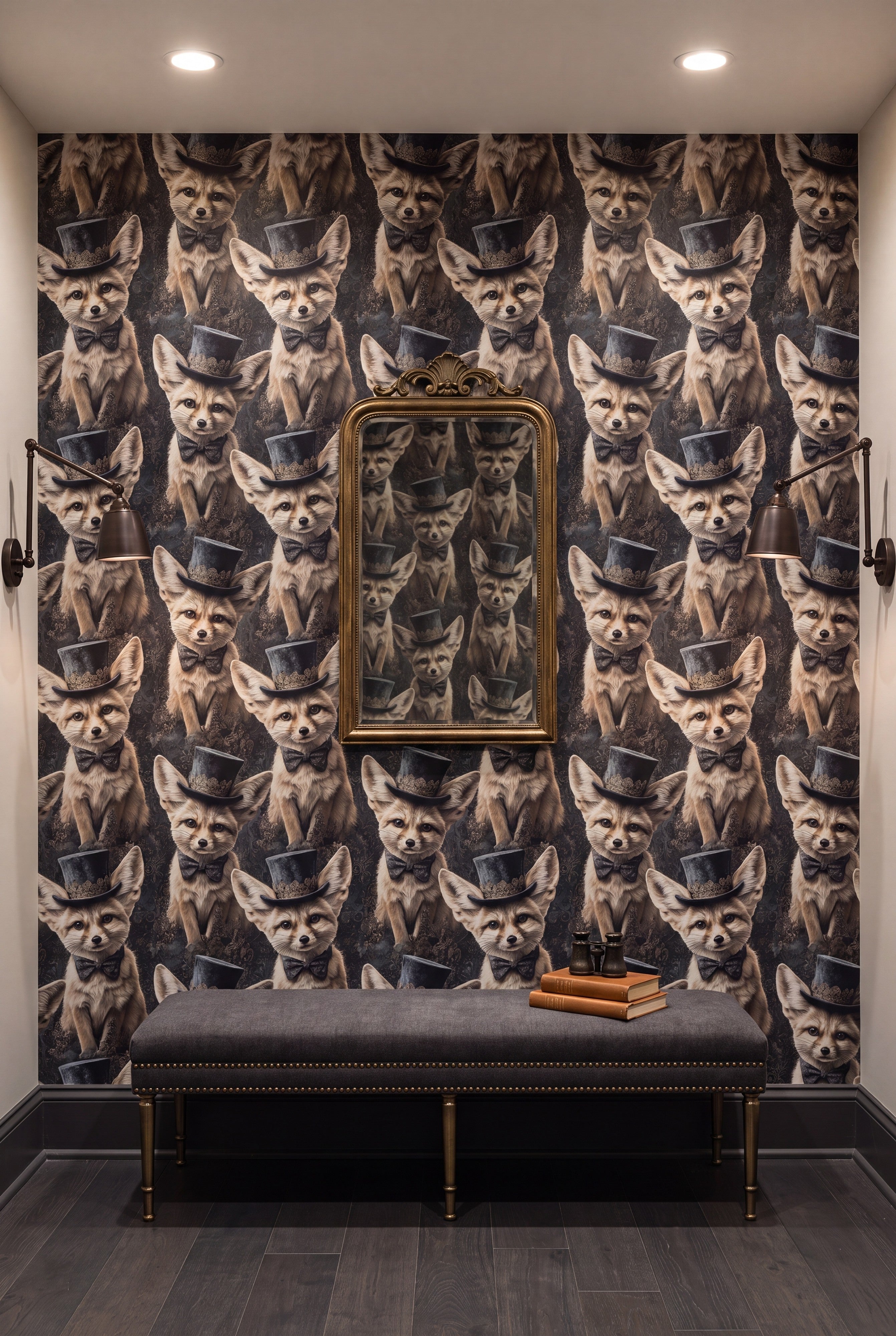 Desert Gentleman wallpaper shown on an accent wall