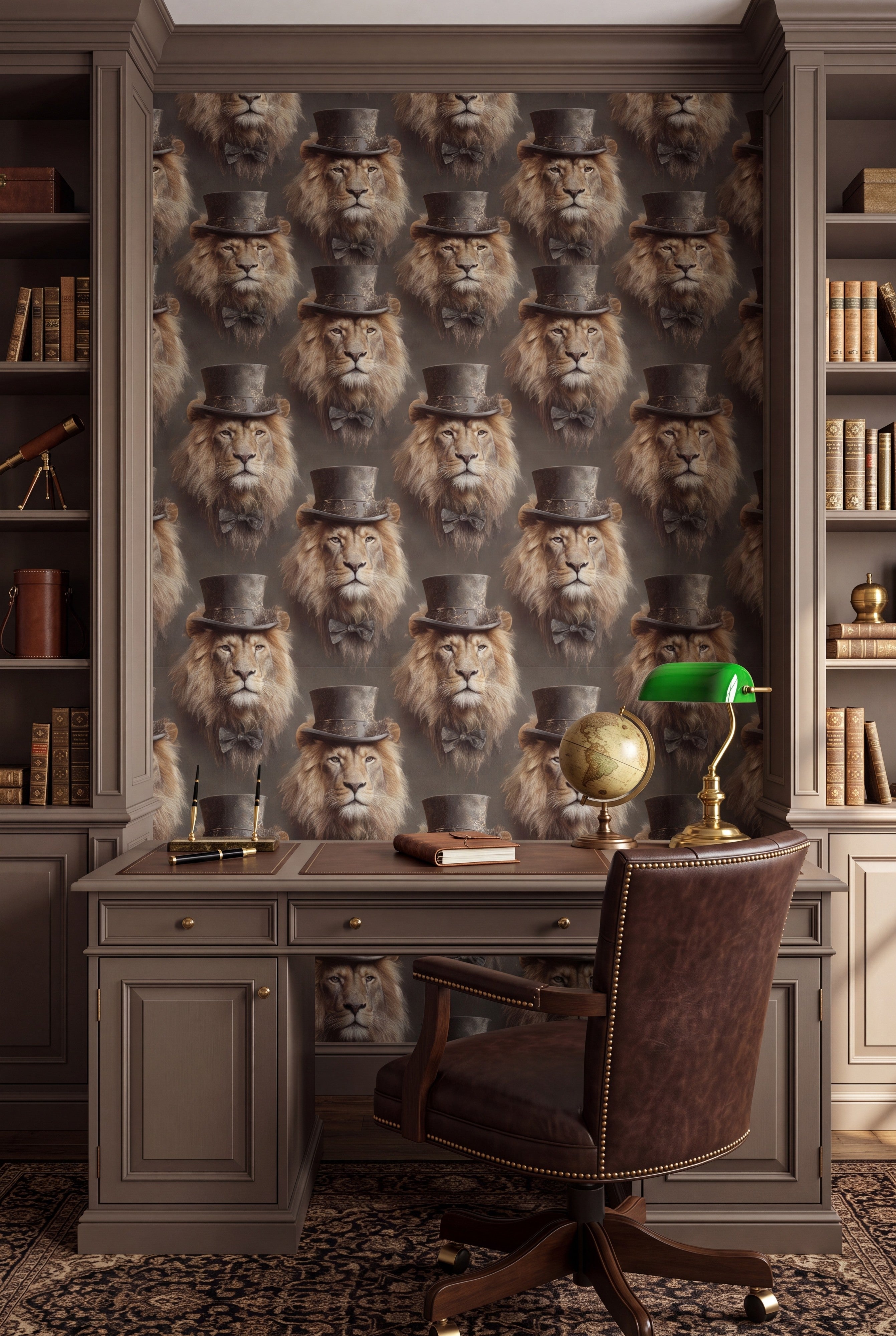 Golden Chairman wallpaper shown in a home office