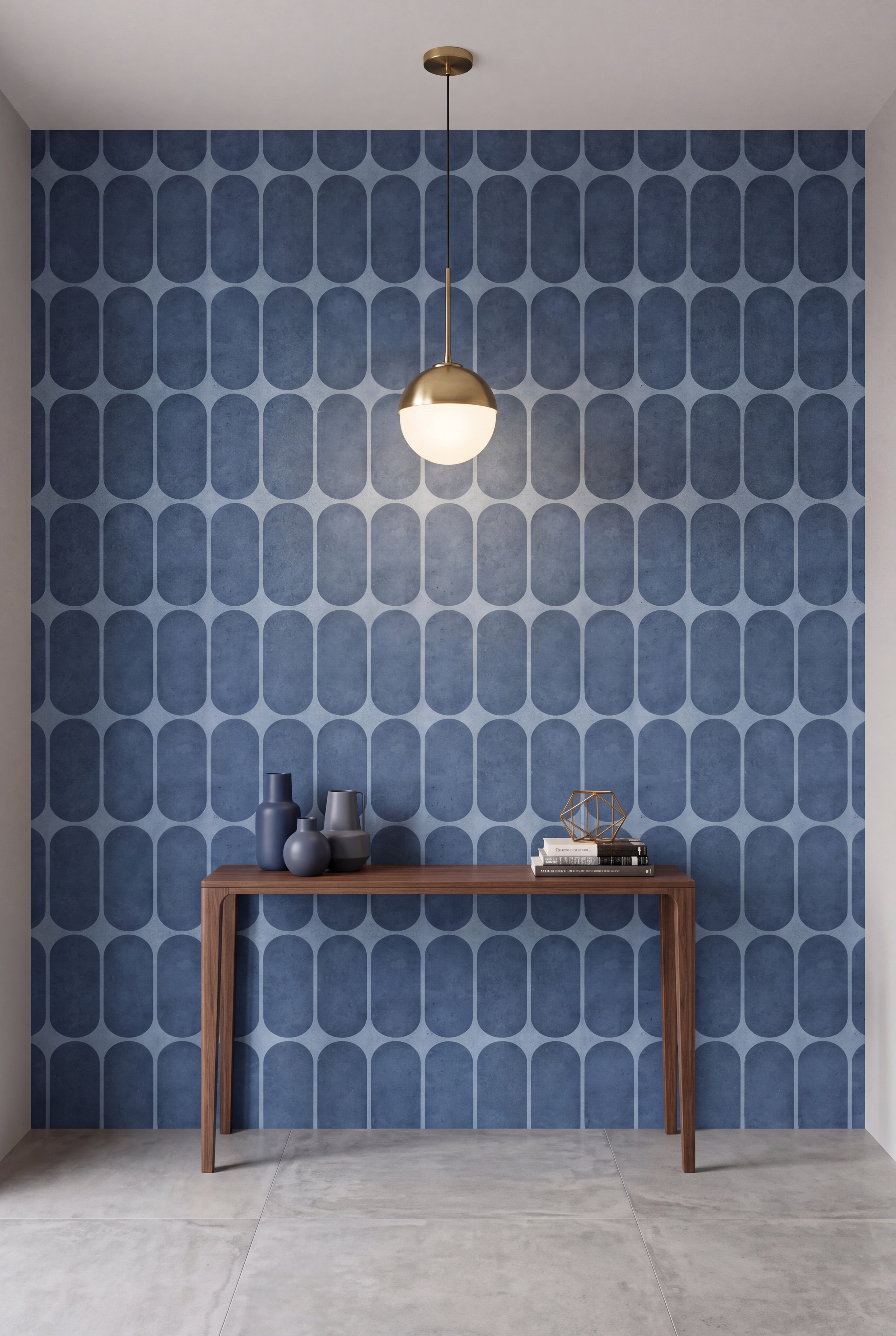 Slate Arcade wallpaper shown in an accent wall