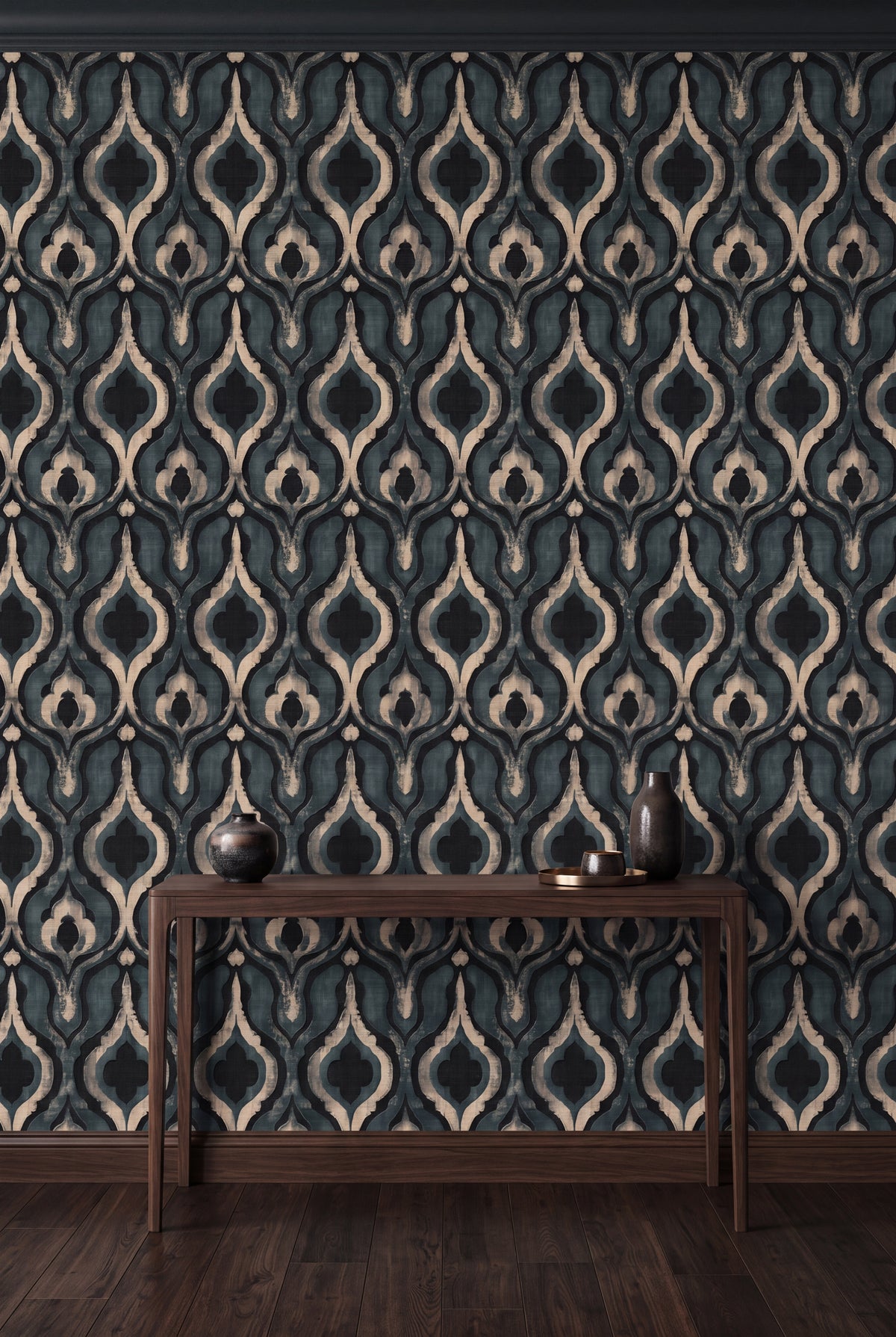 Harbor Lantern wallpaper shown in an accent wall