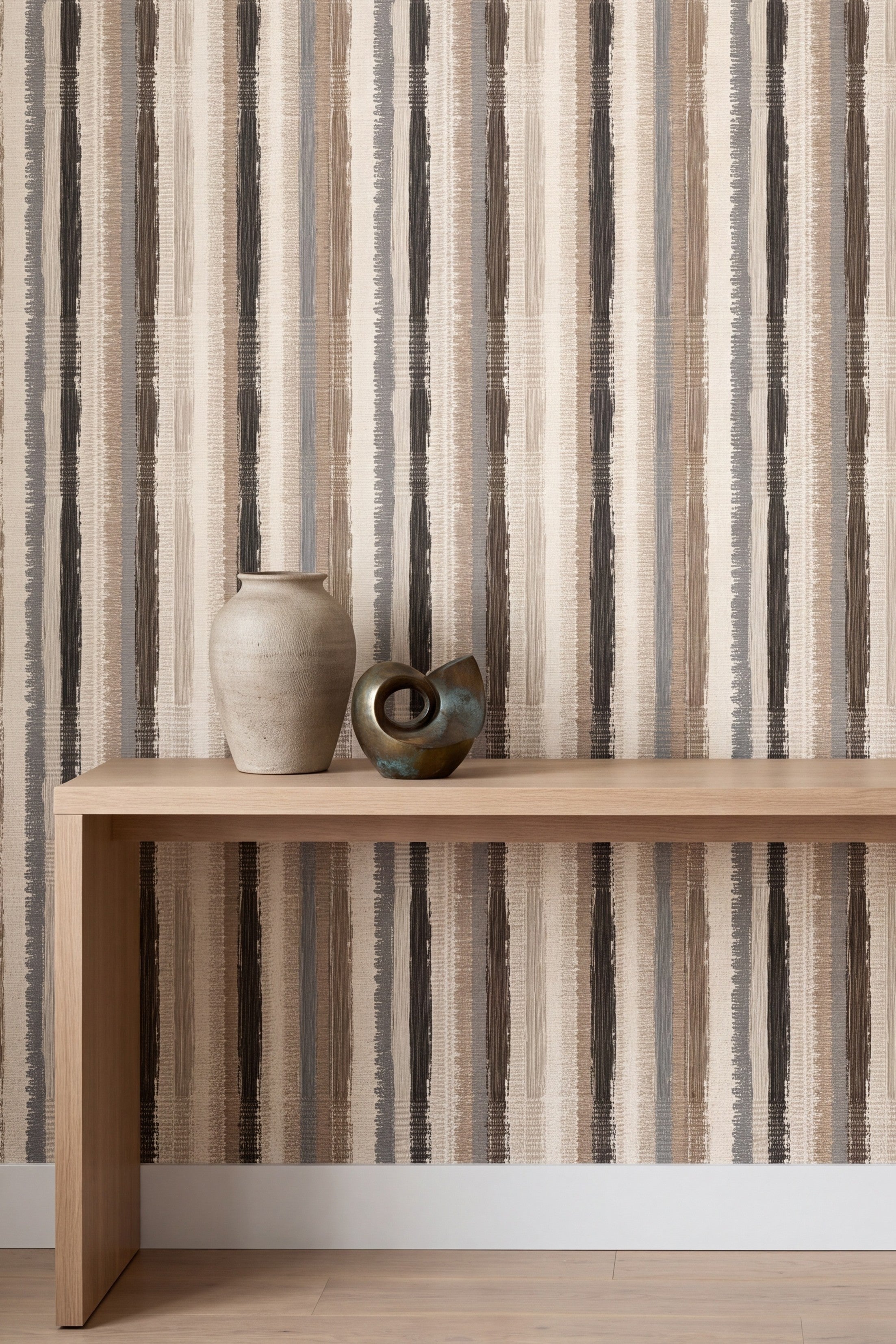 Homespun Stripe wallpaper shown in an accent wall