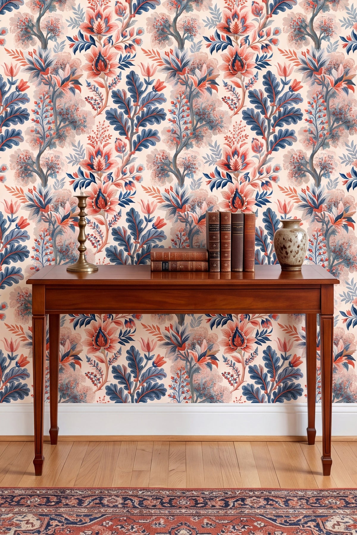 Bluecoat Garden wallpaper shown in an accent wall
