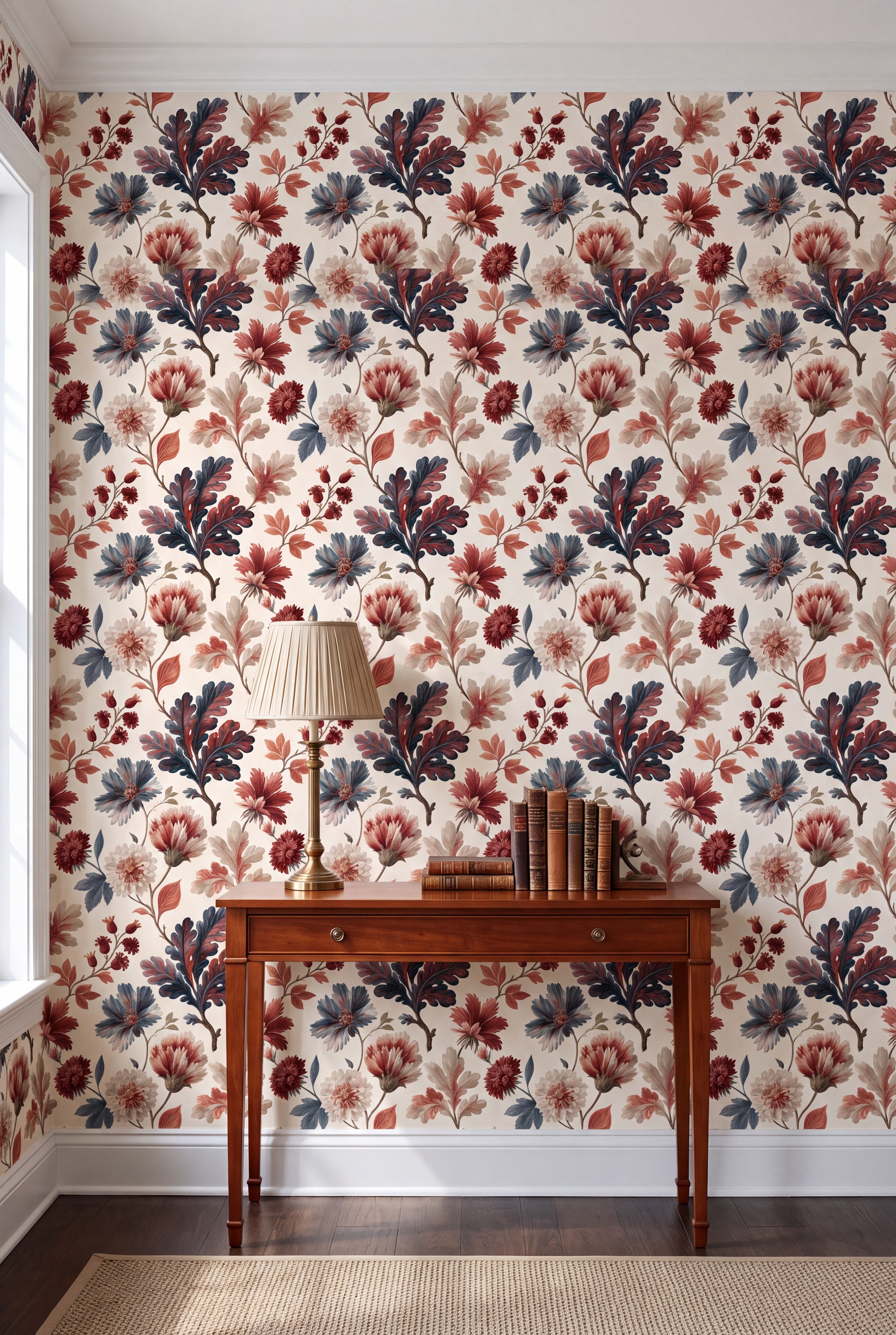 Autumn Posy wallpaper shown in an accent wall