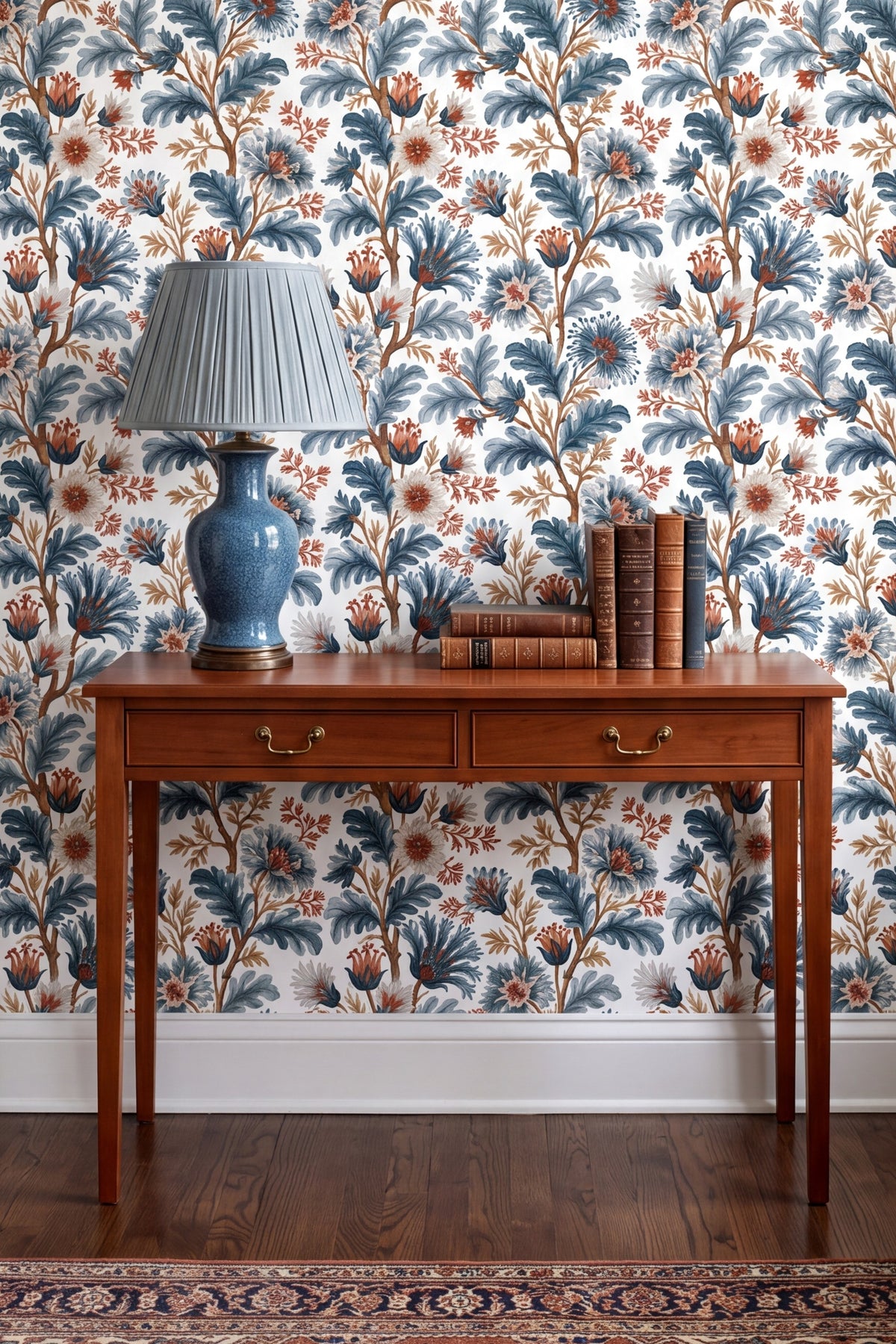 Delft Branch wallpaper shown in an accent wall
