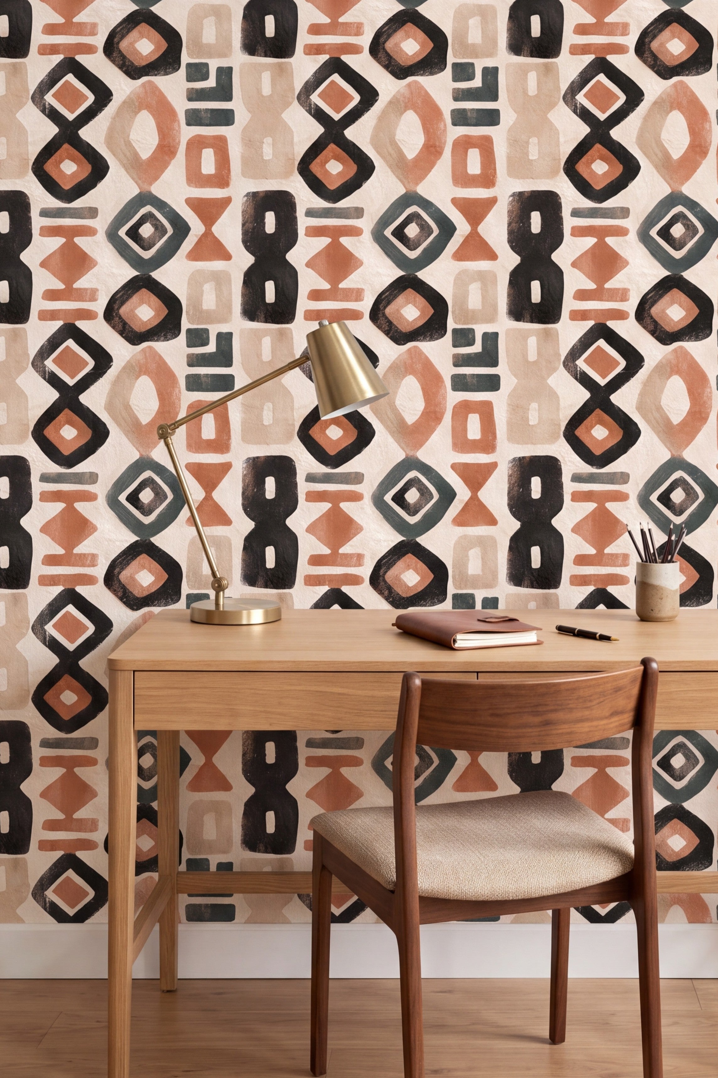 Talisman wallpaper shown in a home office