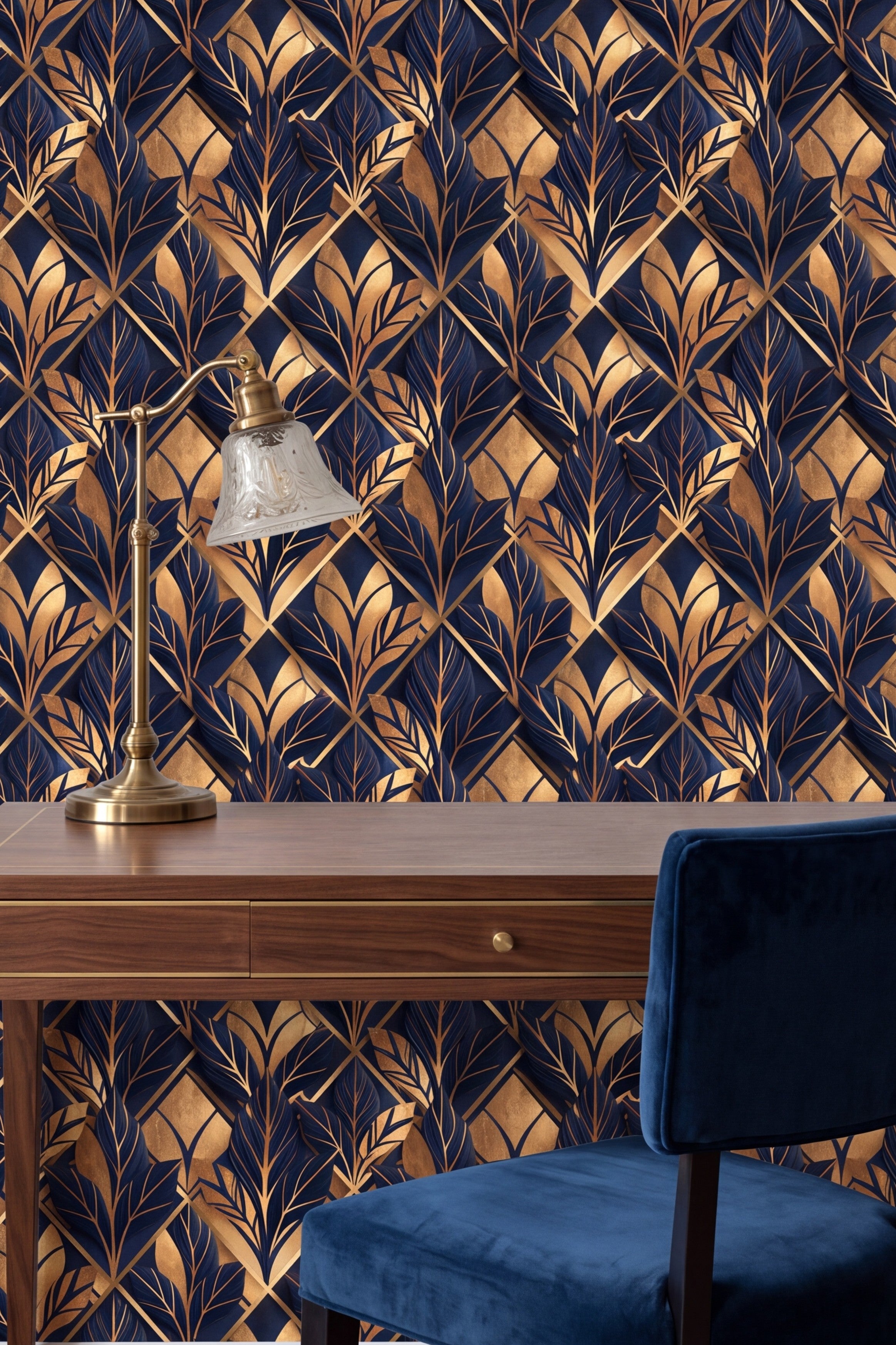 Sapphire Marquee wallpaper shown in a home office
