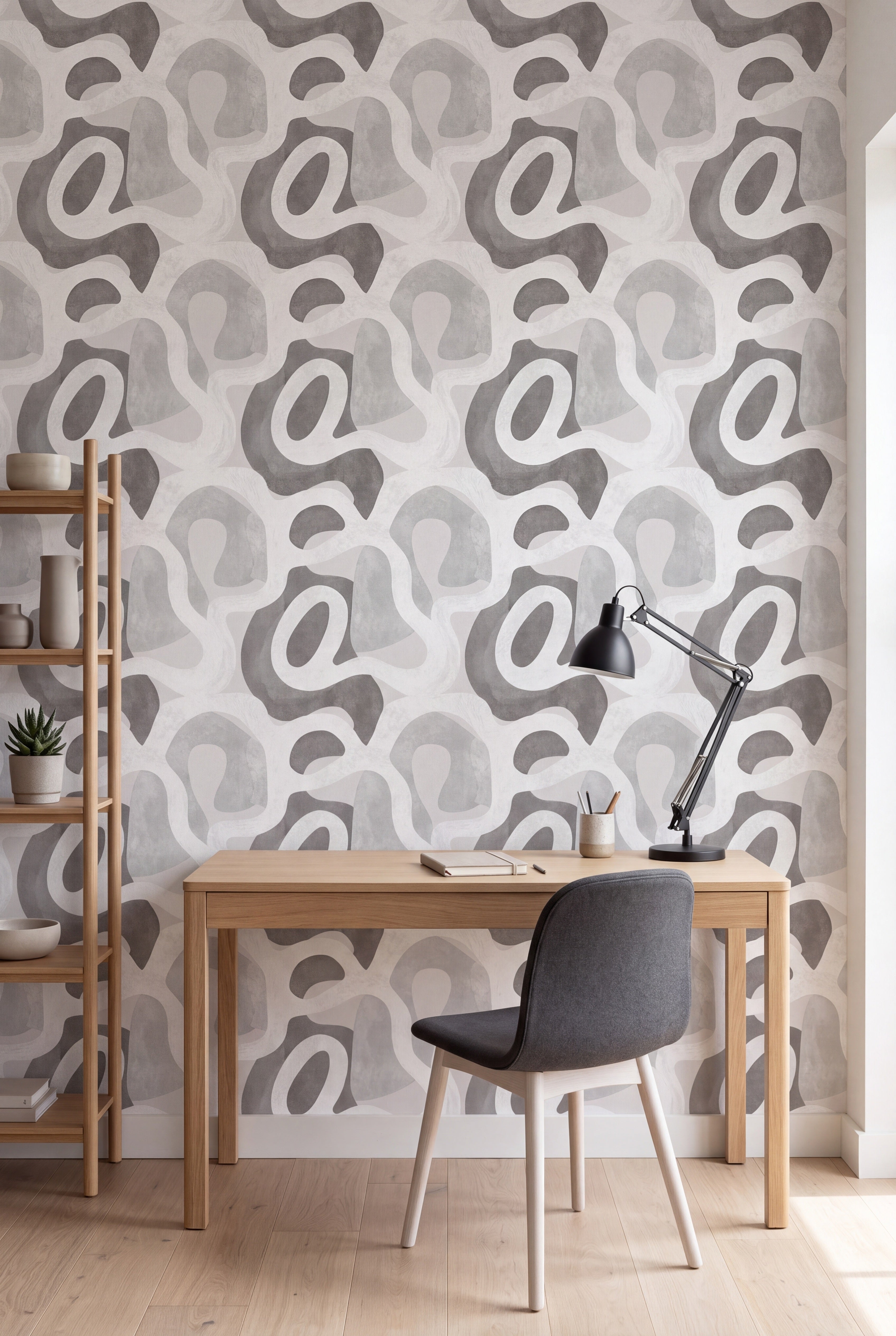 Stone Terrain wallpaper shown in a home office