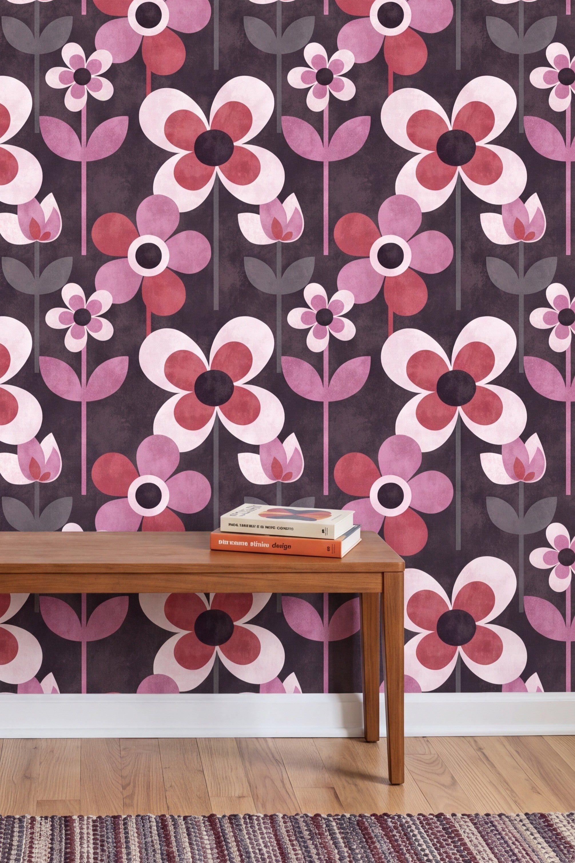 Orchid Mod wallpaper shown in an accent wall