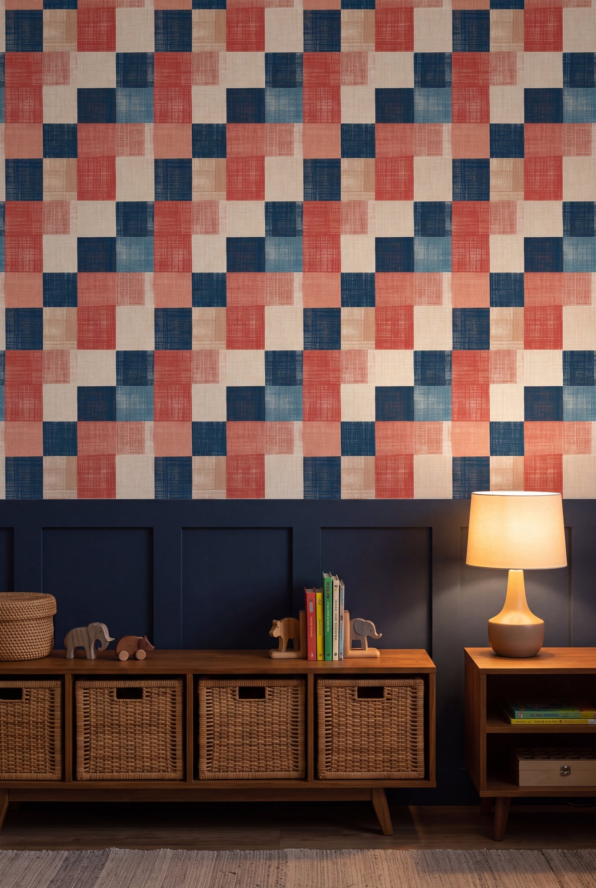 Regatta Patchwork wallpaper shown in a kids room