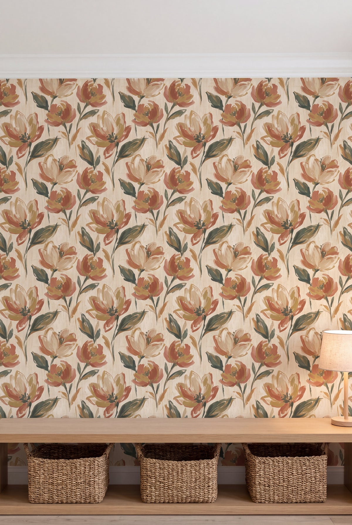 Magnolia Study wallpaper shown in a kids room