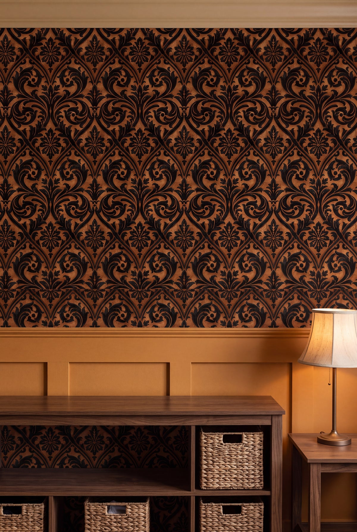 Amber Silhouette wallpaper shown in a kids room