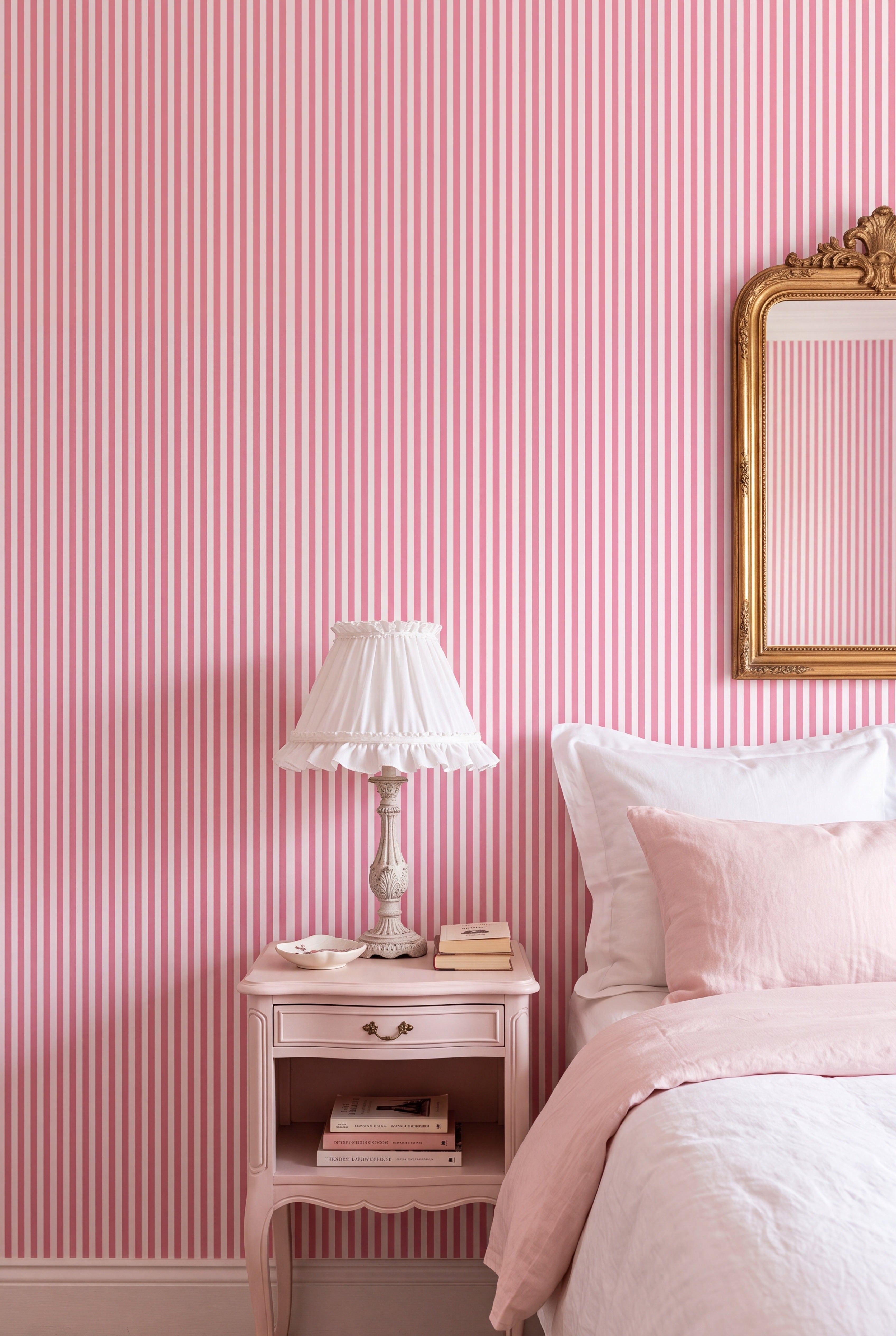 Soda Fountain wallpaper shown in a bedroom