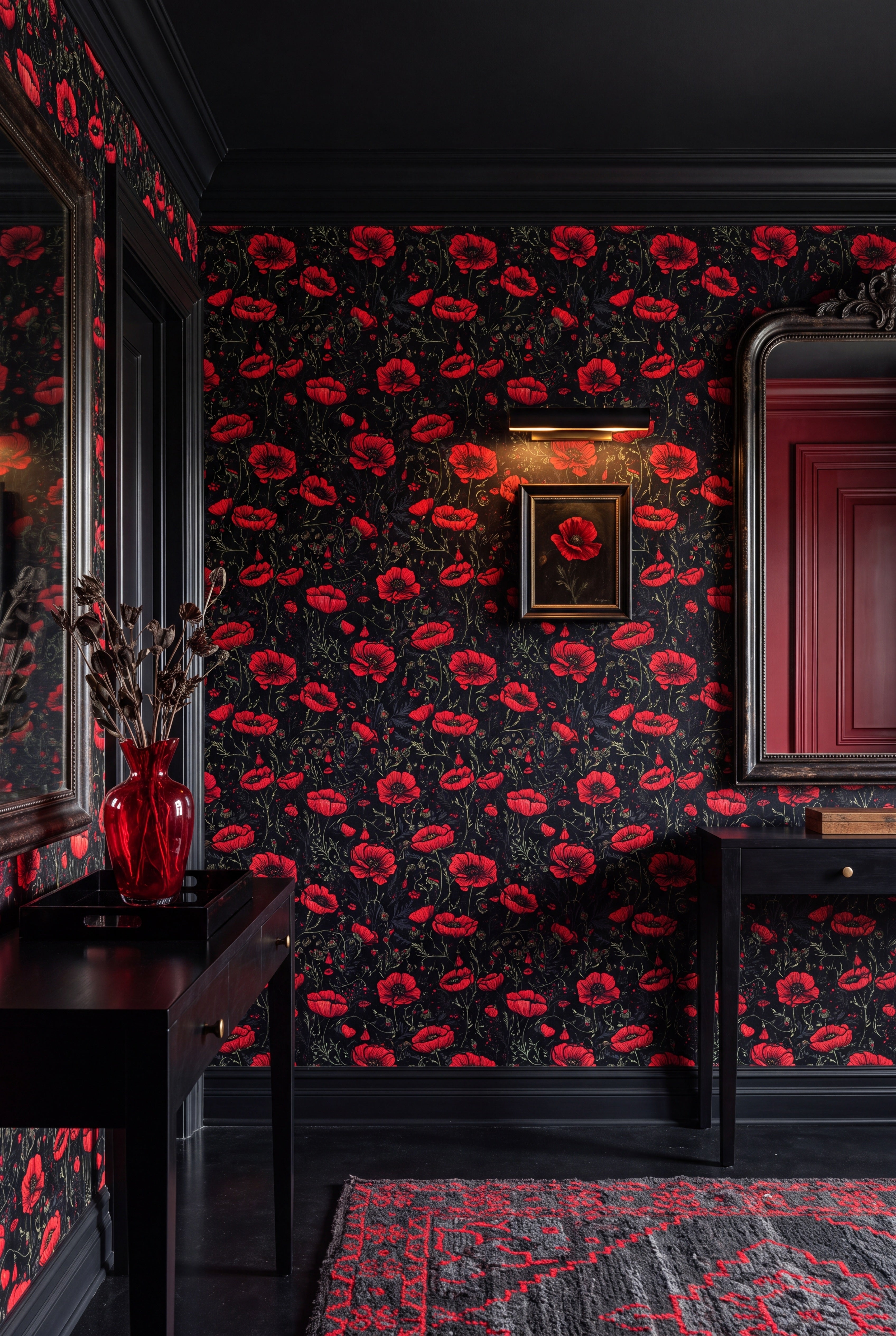 Shadow Bloom wallpaper shown in an entryway