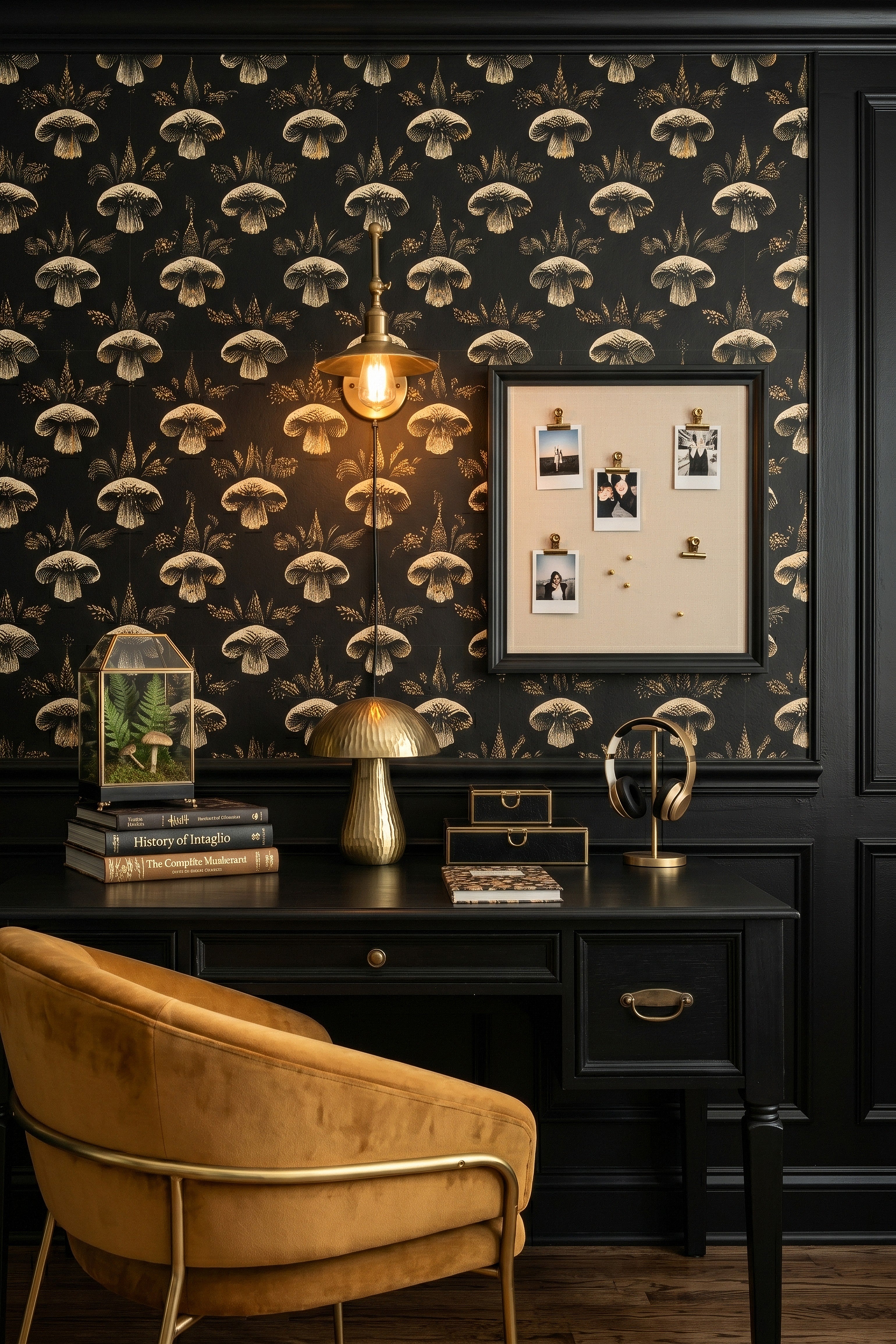 Spore Study wallpaper shown in a home office
