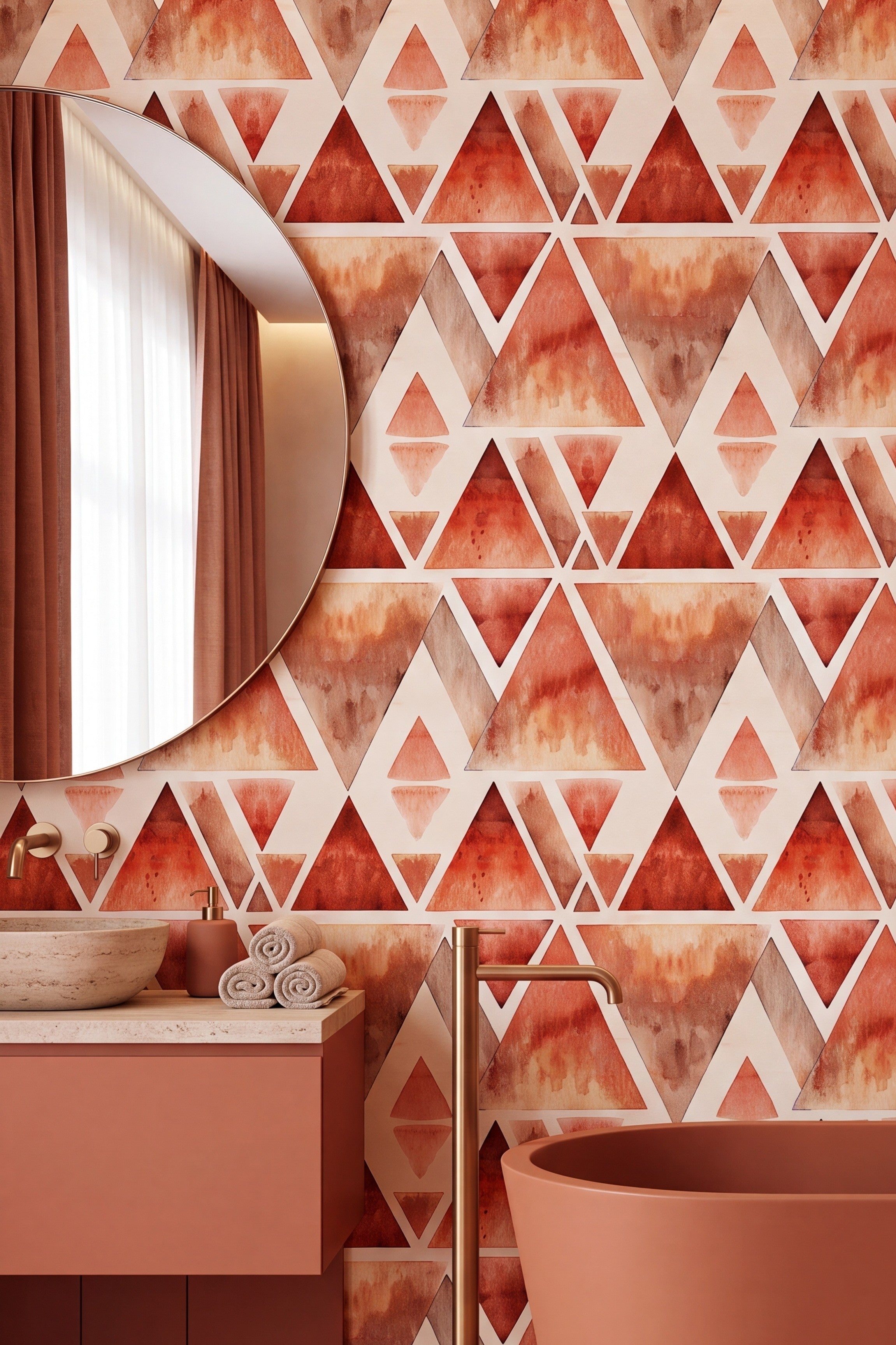 Santa Fe wallpaper shown in a bathroom