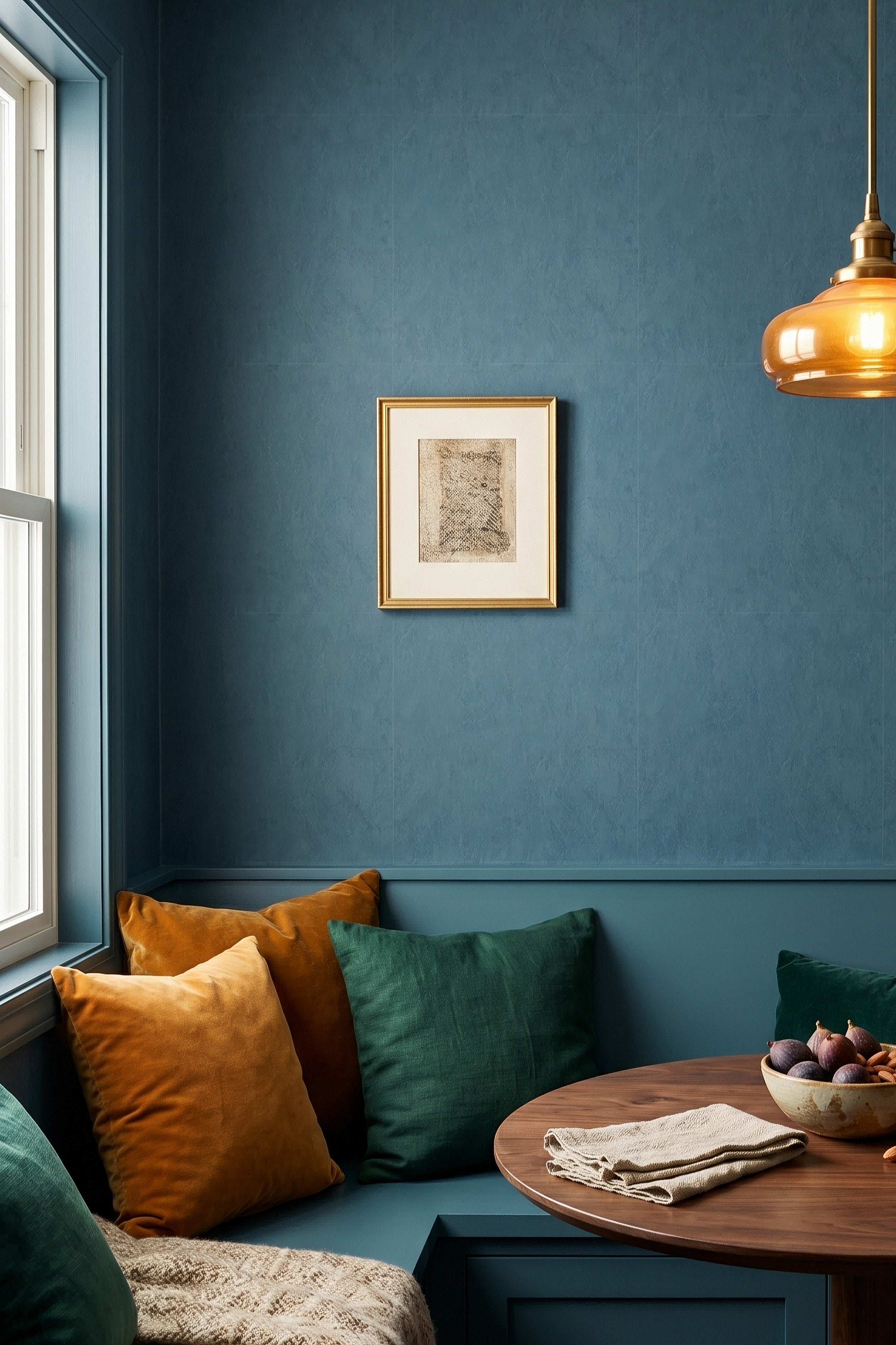 Harbor Wash wallpaper shown in a cozy nook