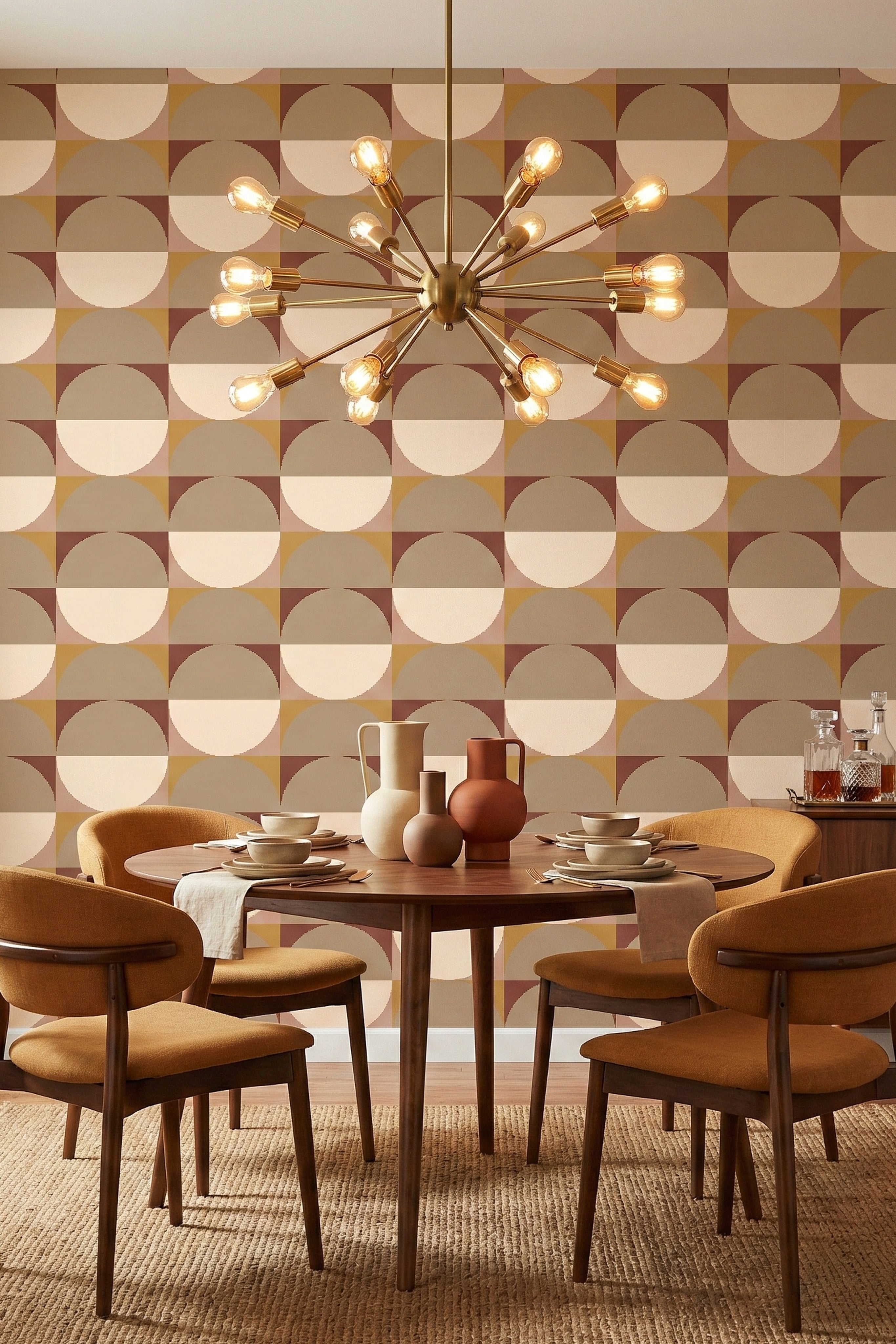 Roundabout wallpaper shown in a dining room