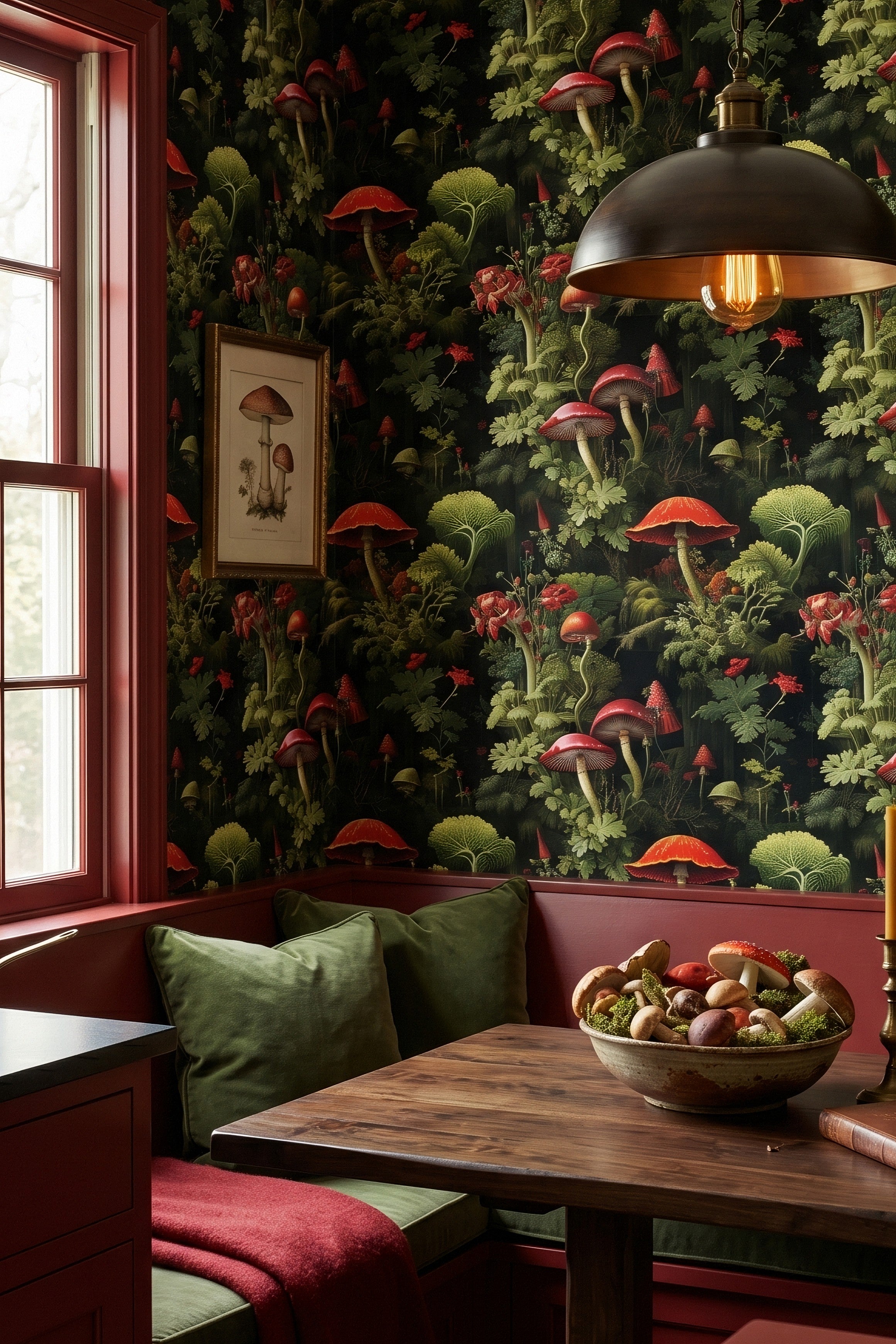 Fairy Ring wallpaper shown in a cozy nook