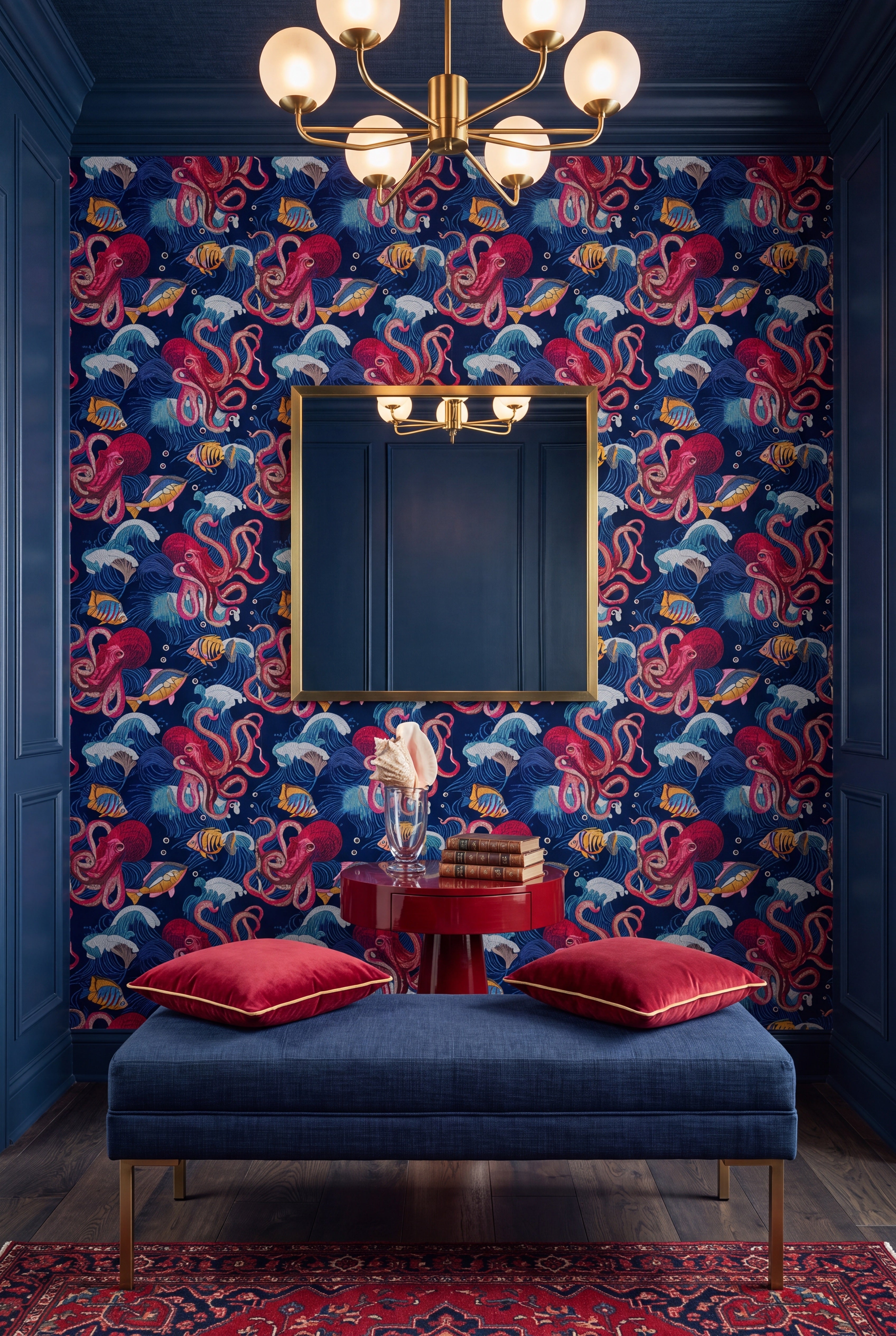 Under the Sea wallpaper on an accent wall