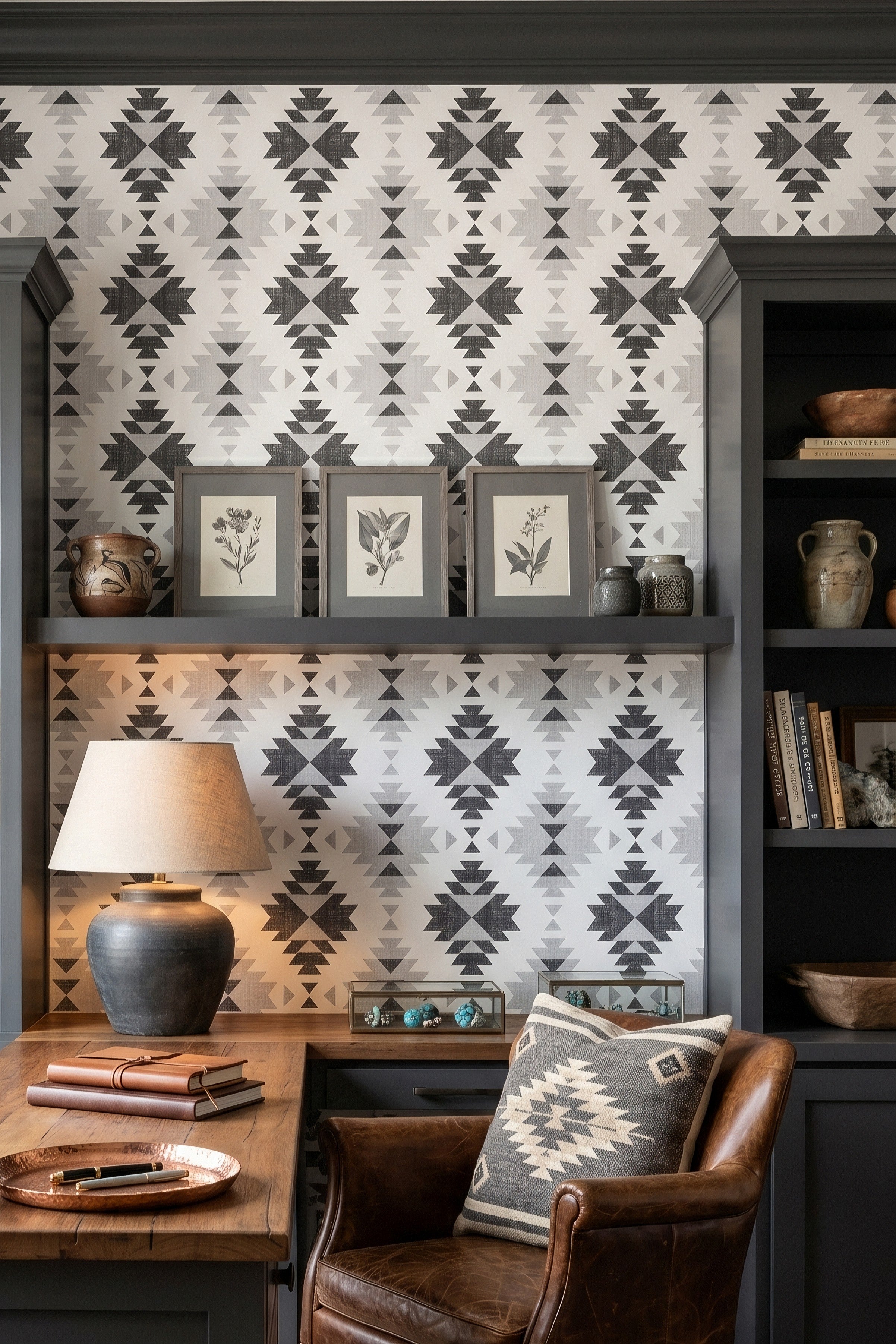 Mesa wallpaper shown in a home office