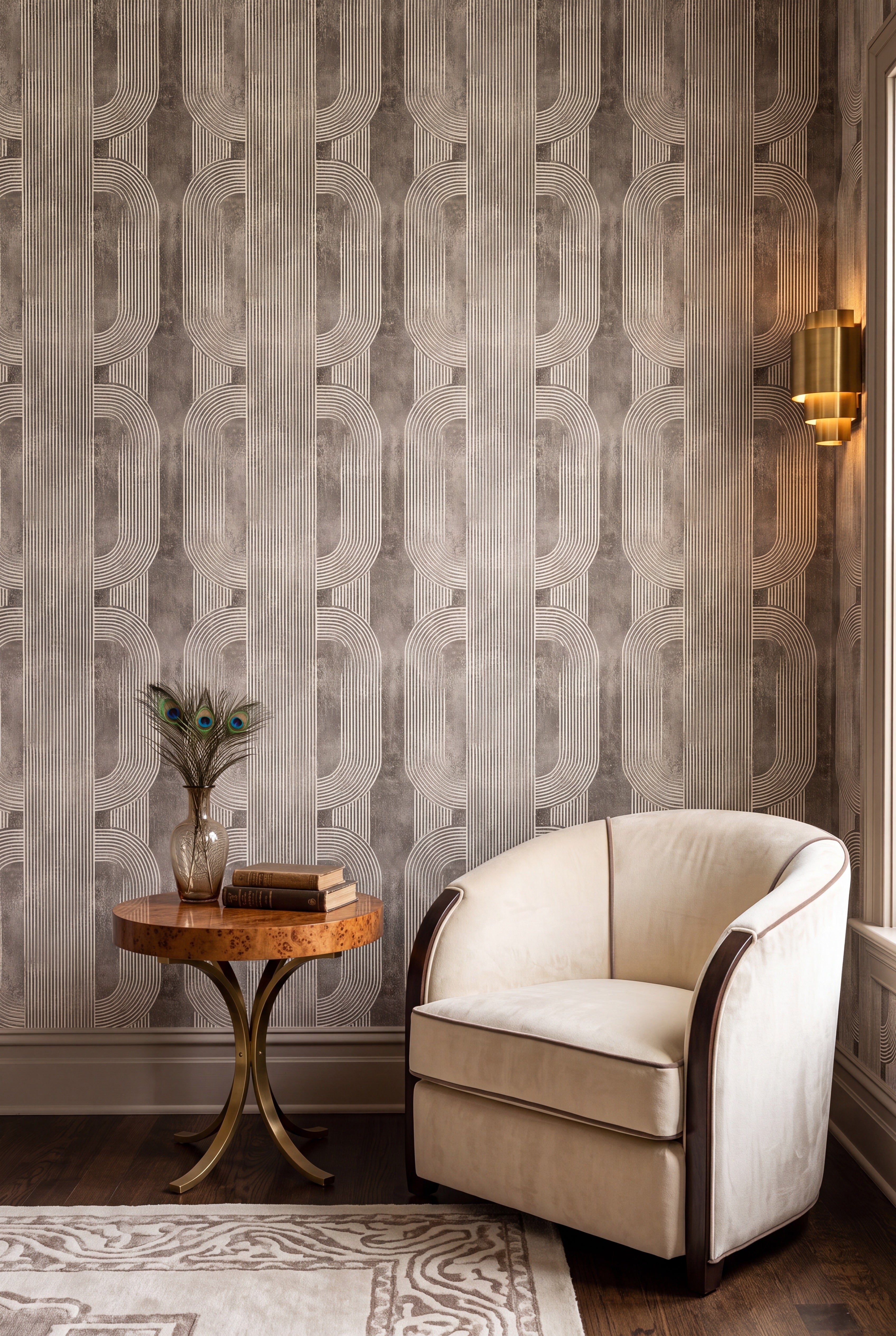 Sahara wallpaper shown in a living room