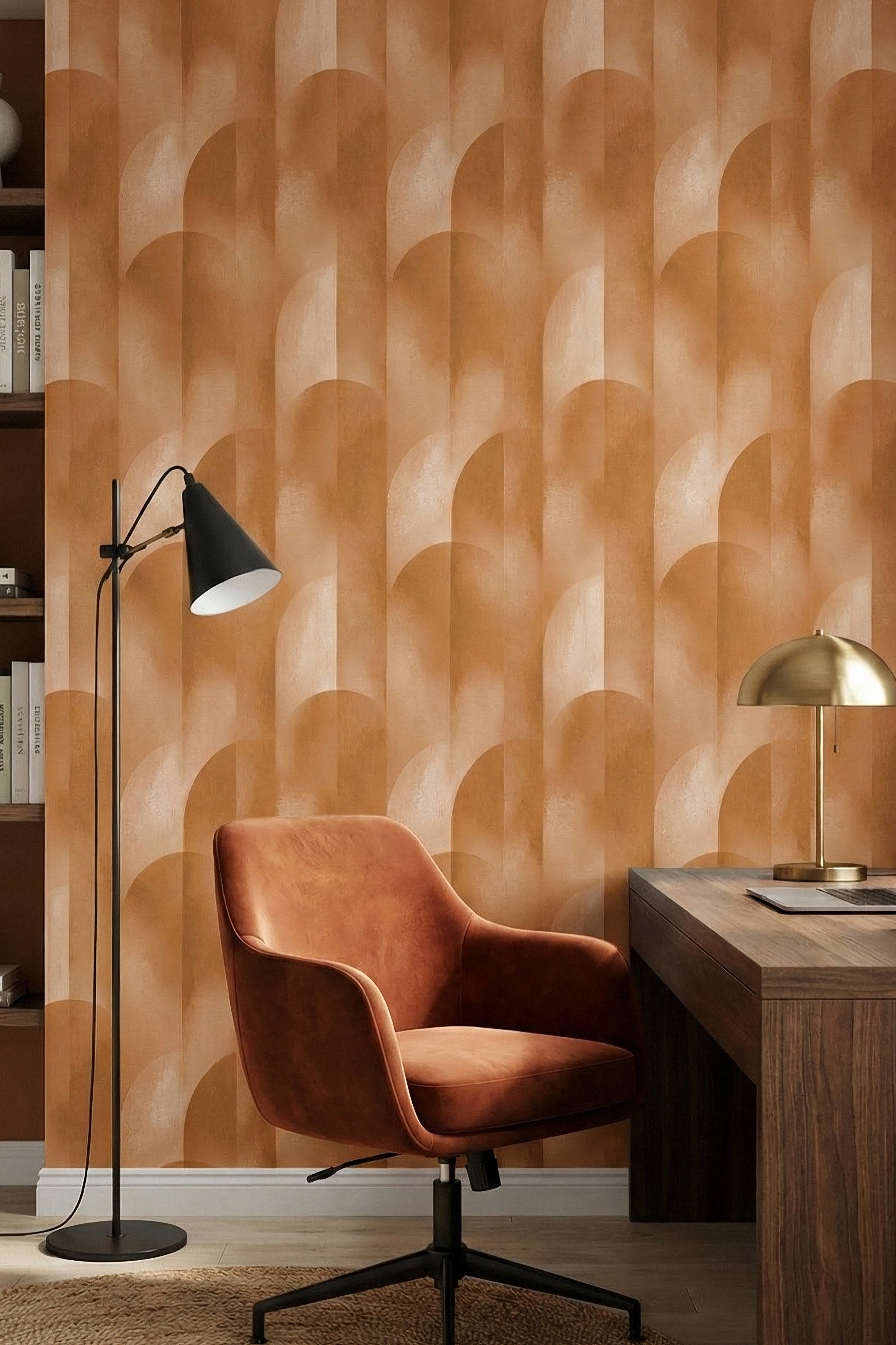 Terra Arch wallpaper shown in a home office