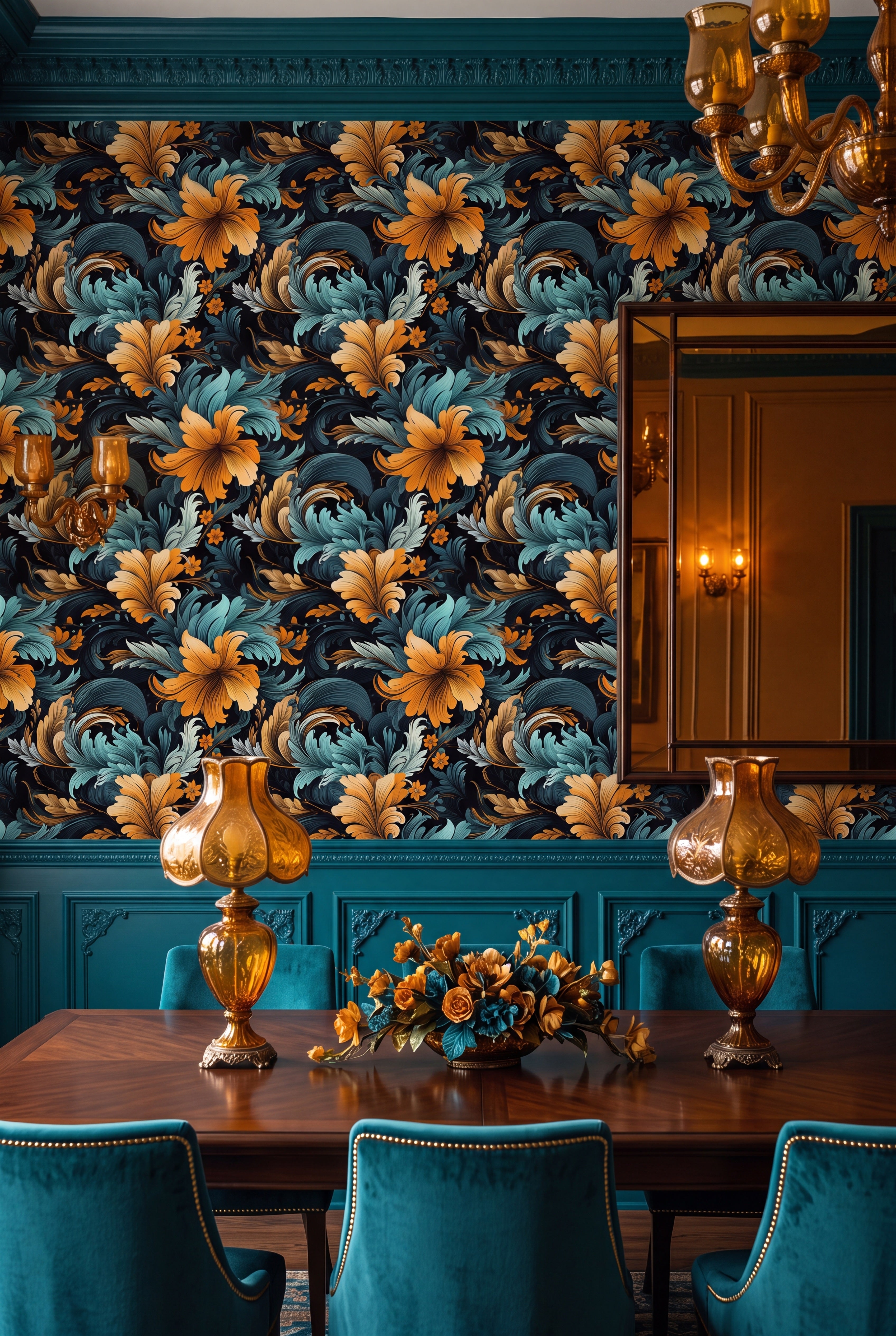 Palazzo wallpaper shown in a dining room