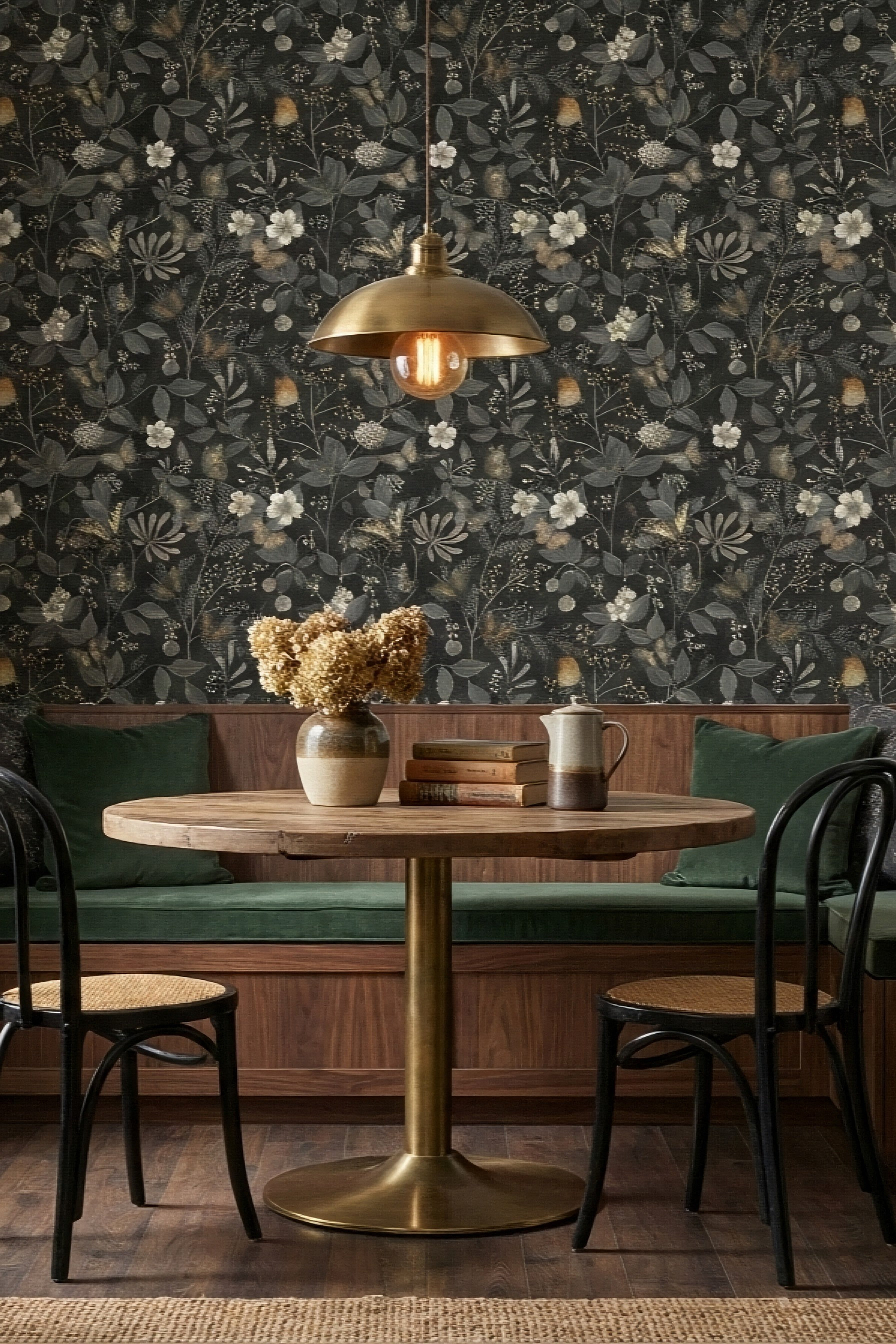 Velvet Flutter wallpaper shown in a cozy nook