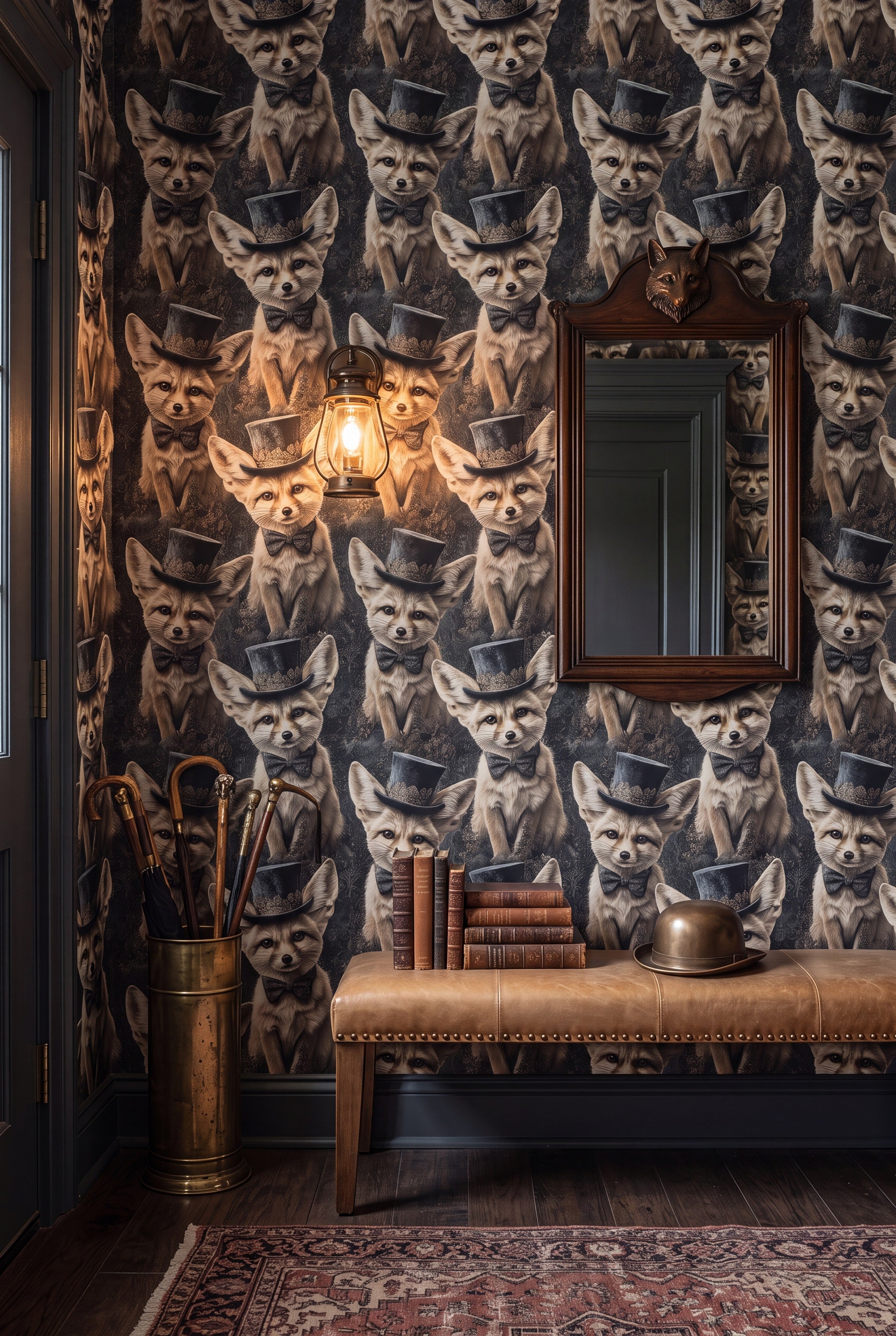 Desert Gentleman wallpaper shown in an entryway