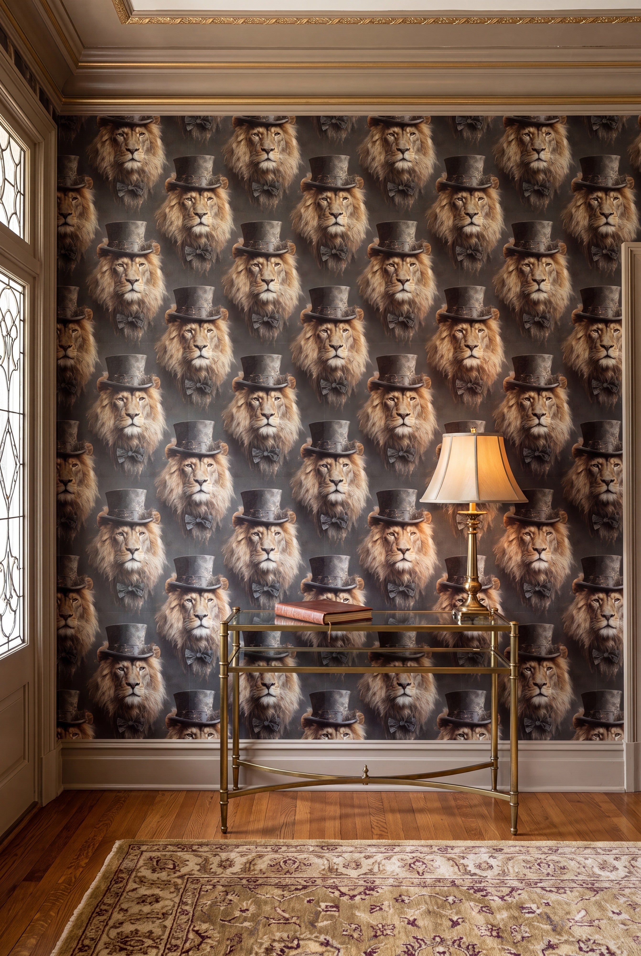 Golden Chairman wallpaper shown in an entryway