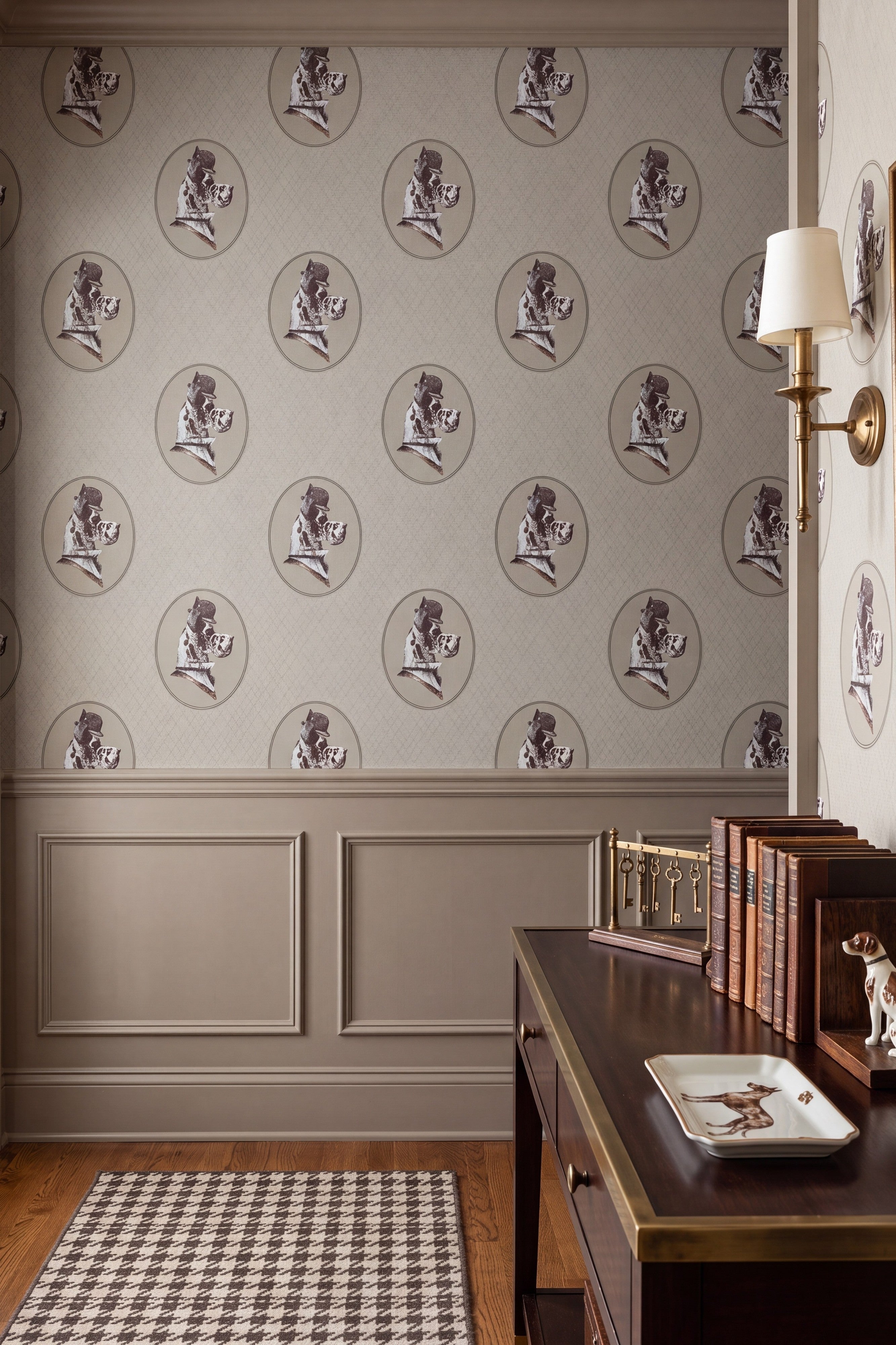 Puppy Parade wallpaper shown in an entryway