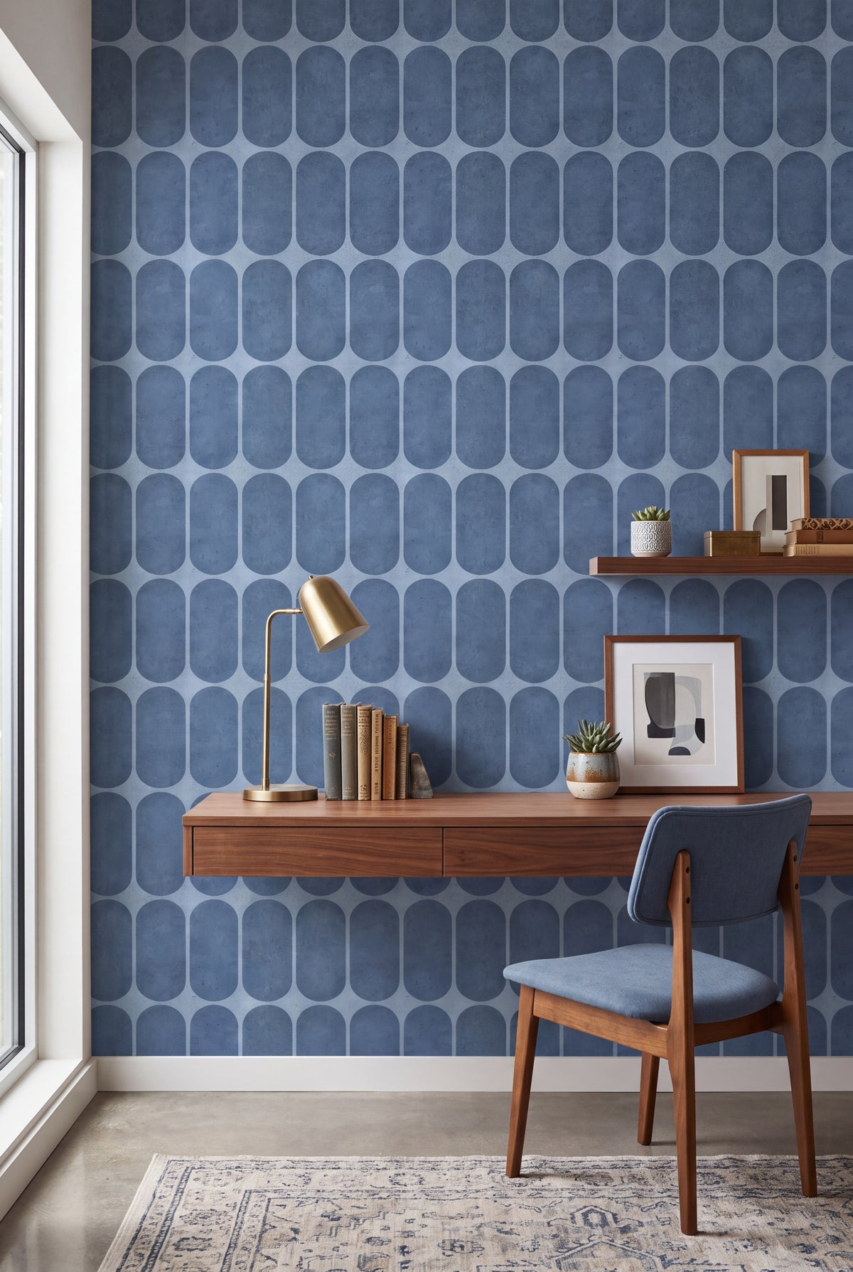 Slate Arcade wallpaper shown in a home office