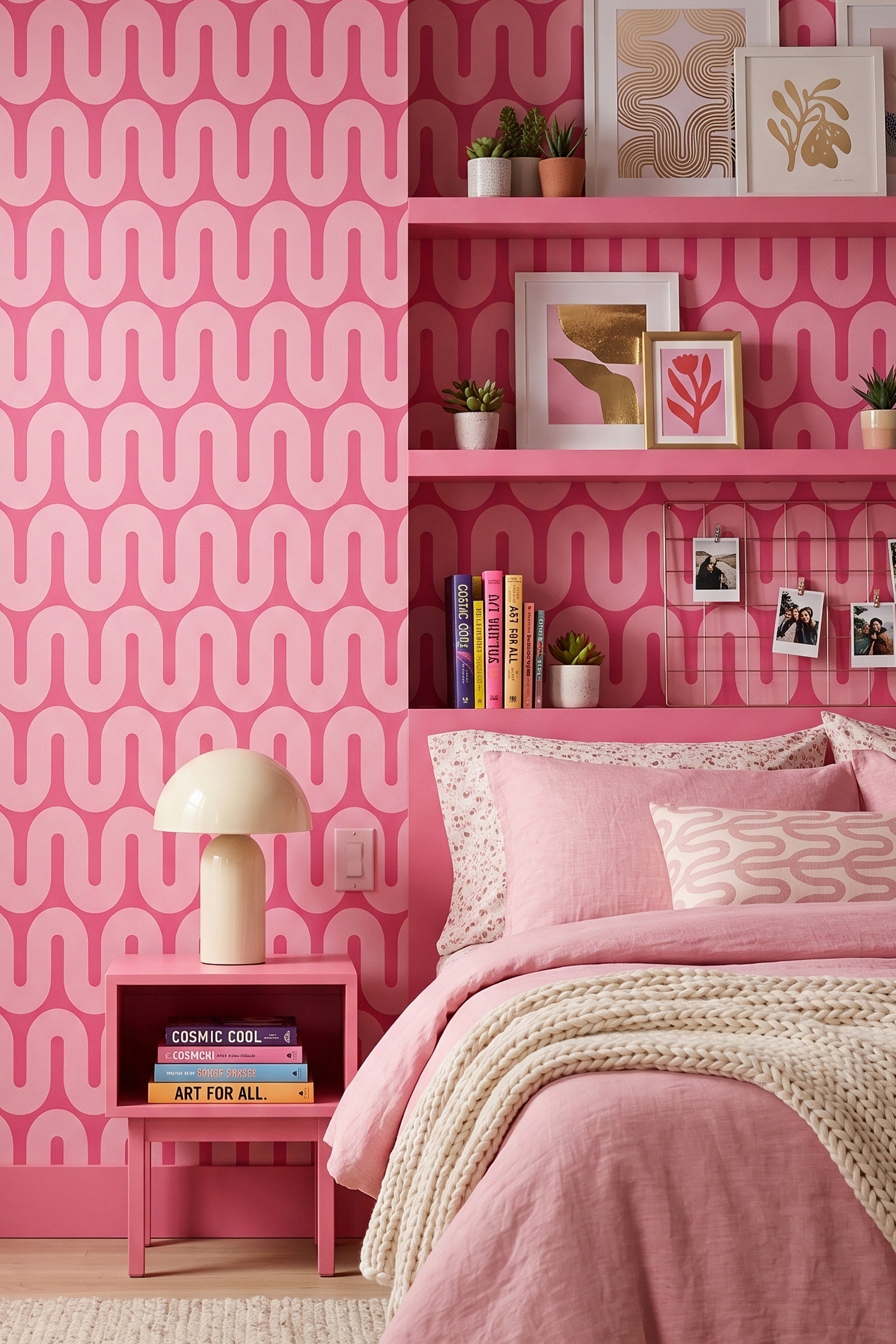Bubblegum Pop wallpaper shown in a bedroom