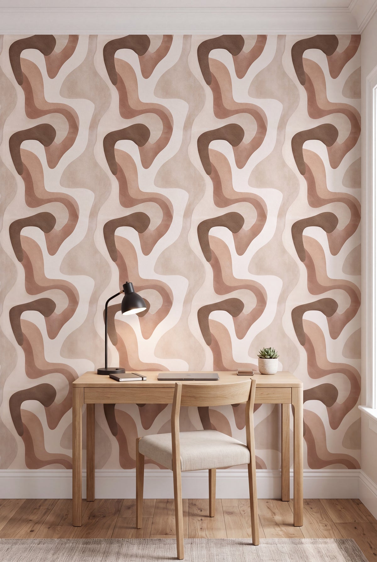 Dune Drift wallpaper shown in a home office