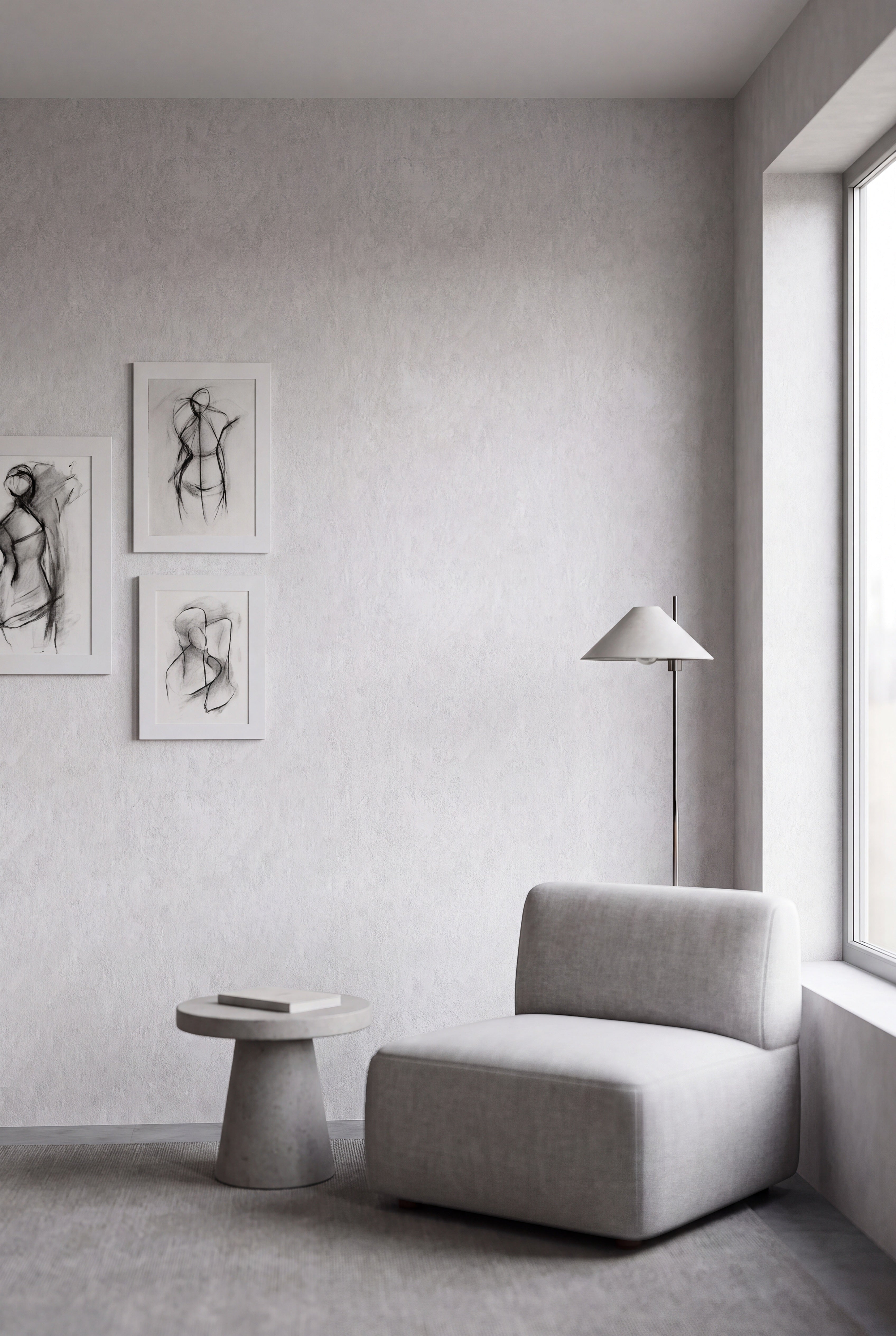 Morning Fog wallpaper shown in a living room