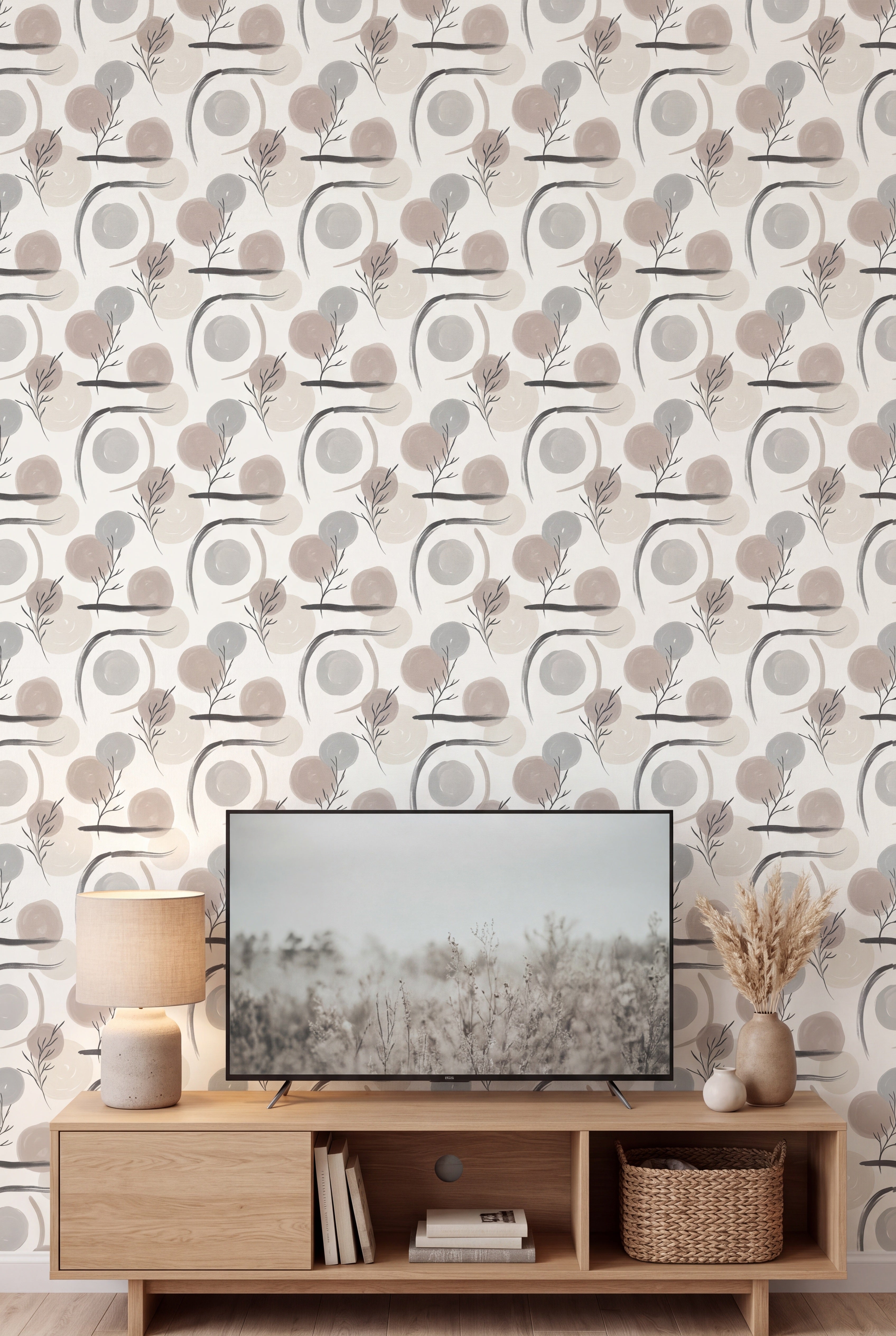 Ink and Stone wallpaper shown in a media room