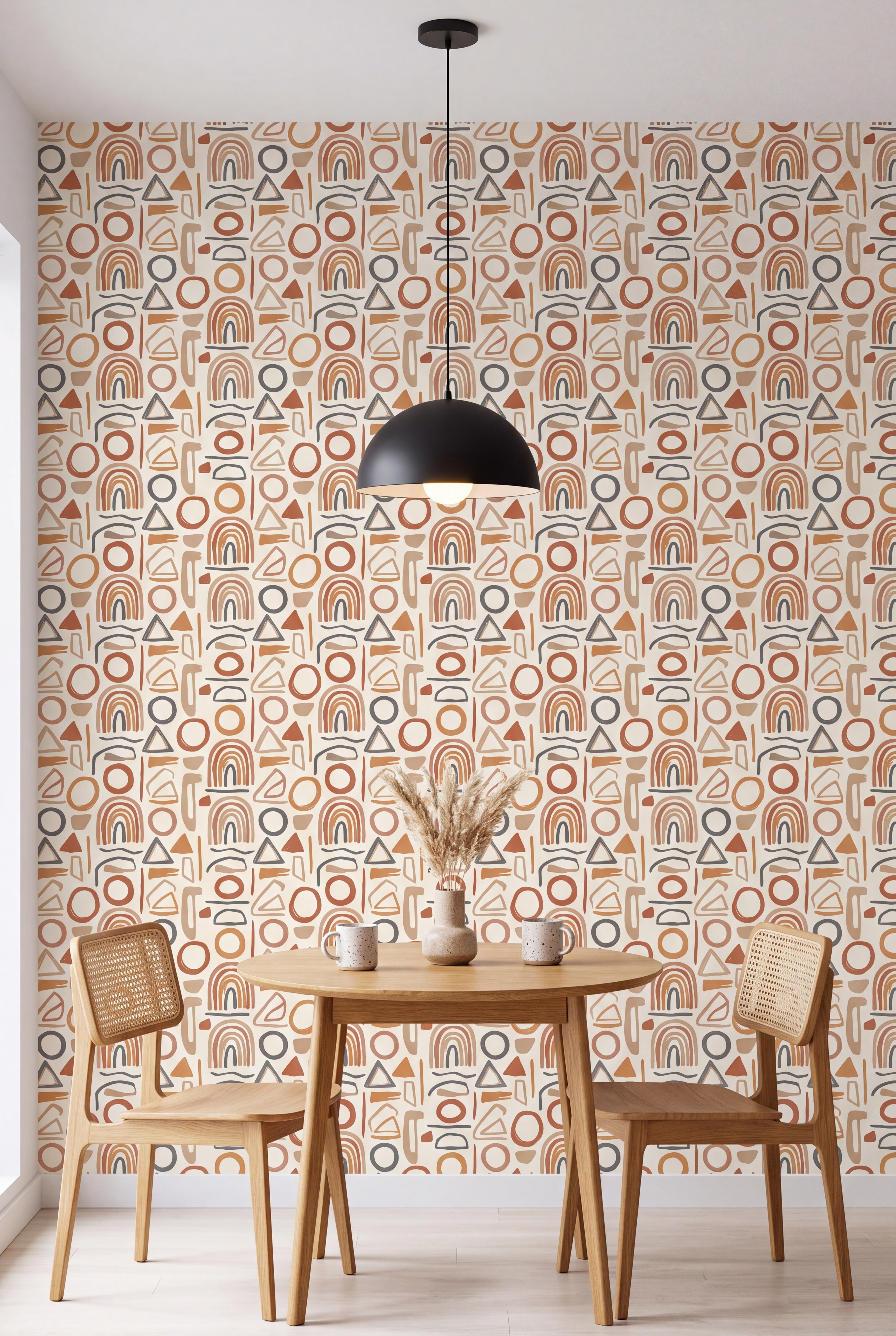 Clay Marks wallpaper shown in a kitchen breakfast nook