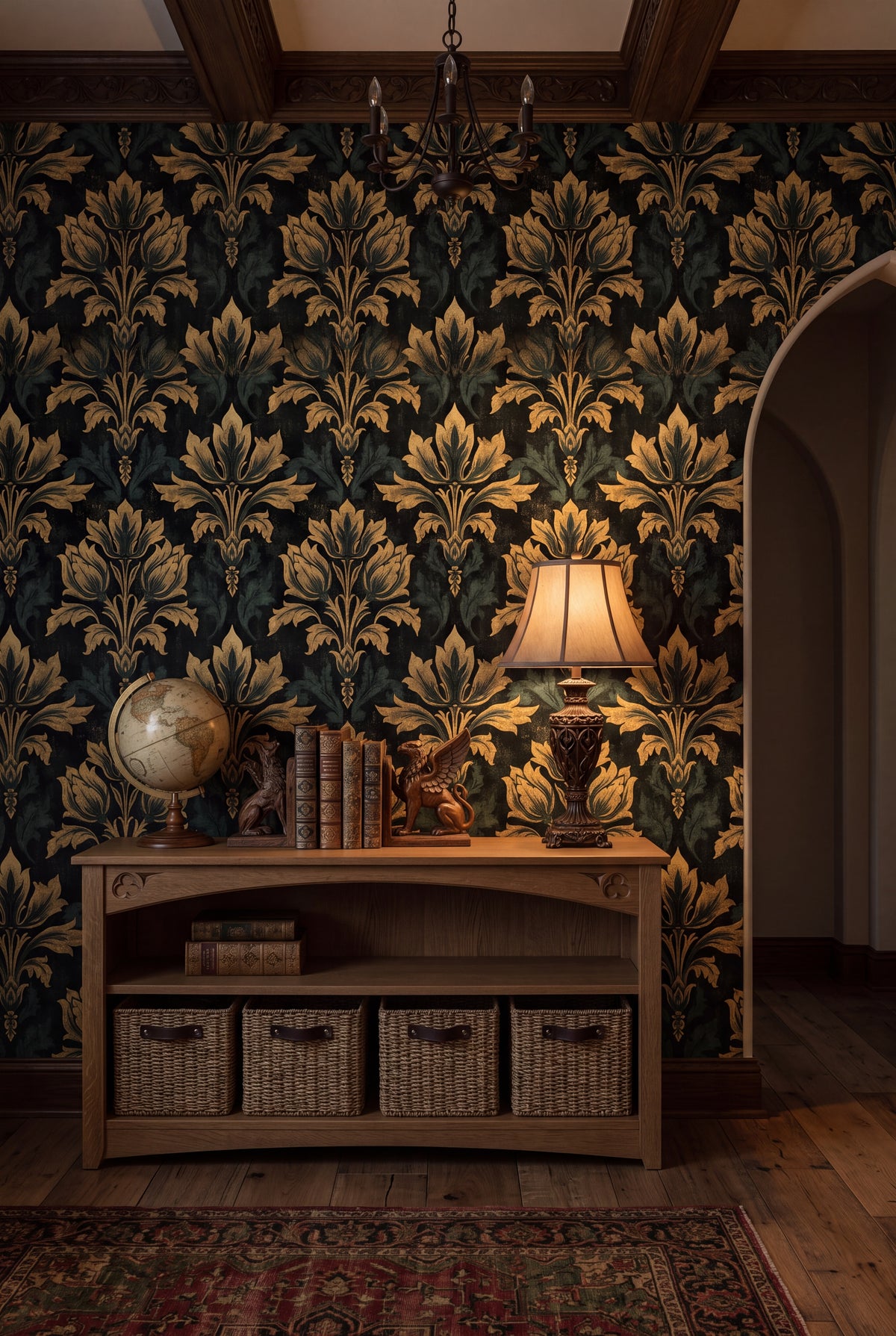 Abbey Gold wallpaper shown in a kids room