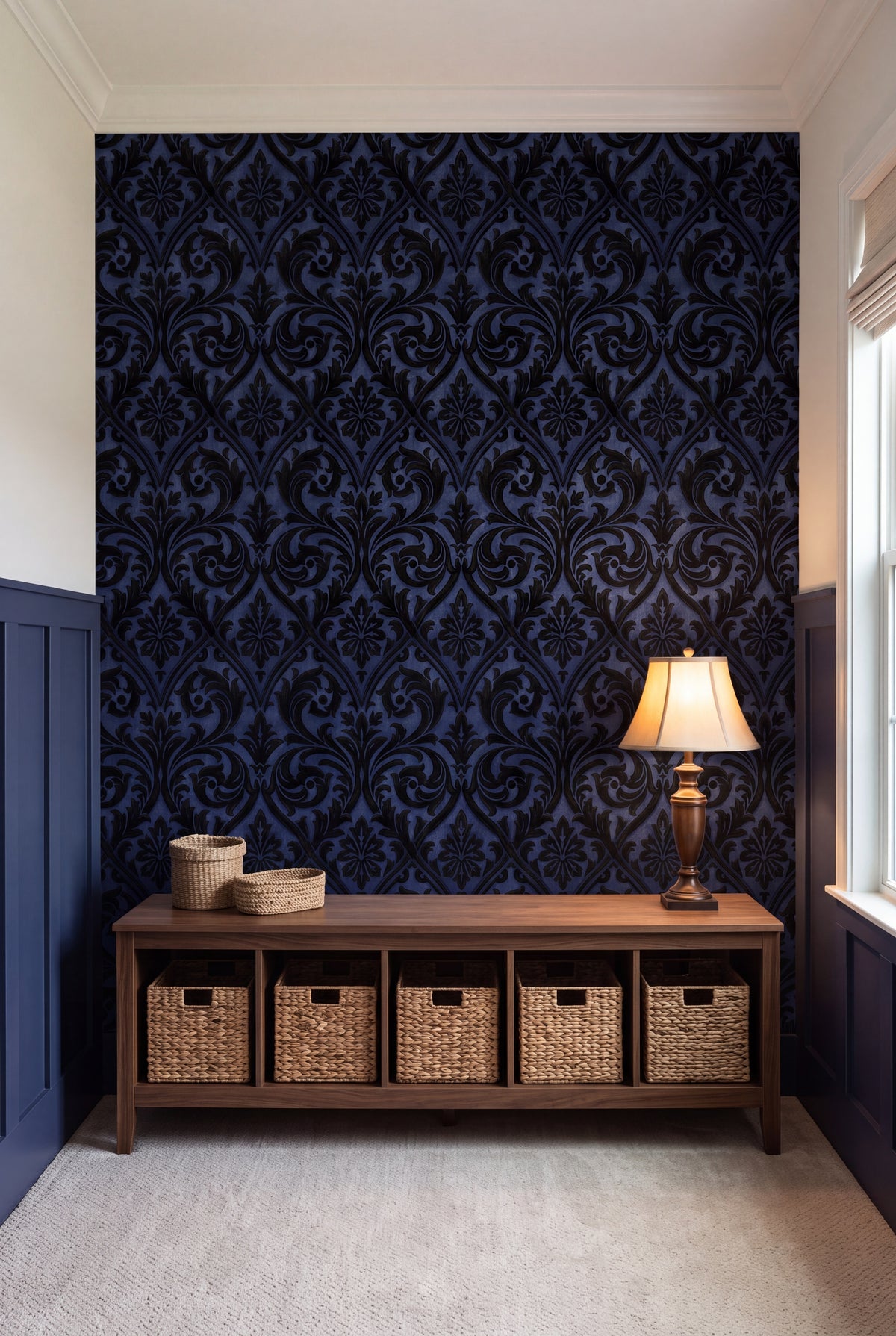 Indigo Silhouette wallpaper shown in a kids room